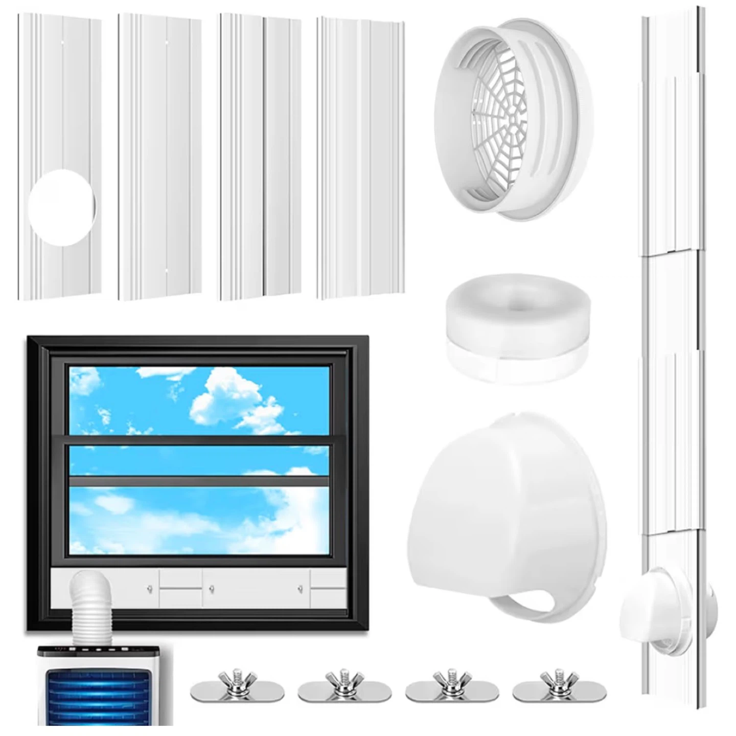 Universal Portable AC Window Vent Kit, 5.1”/5.9” Exhaust Hose