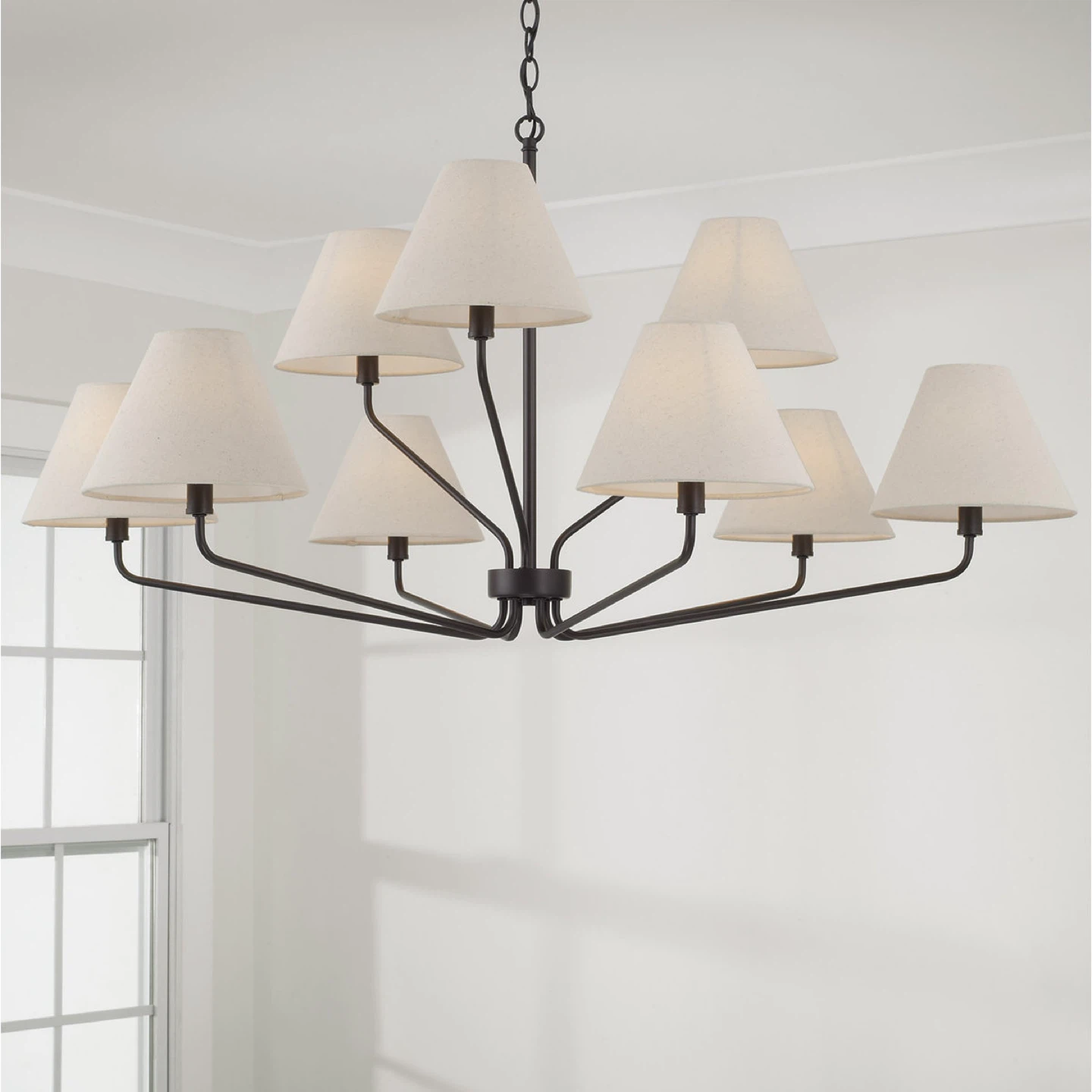 Chandelier 9-Light Fixture with Fabric Shades