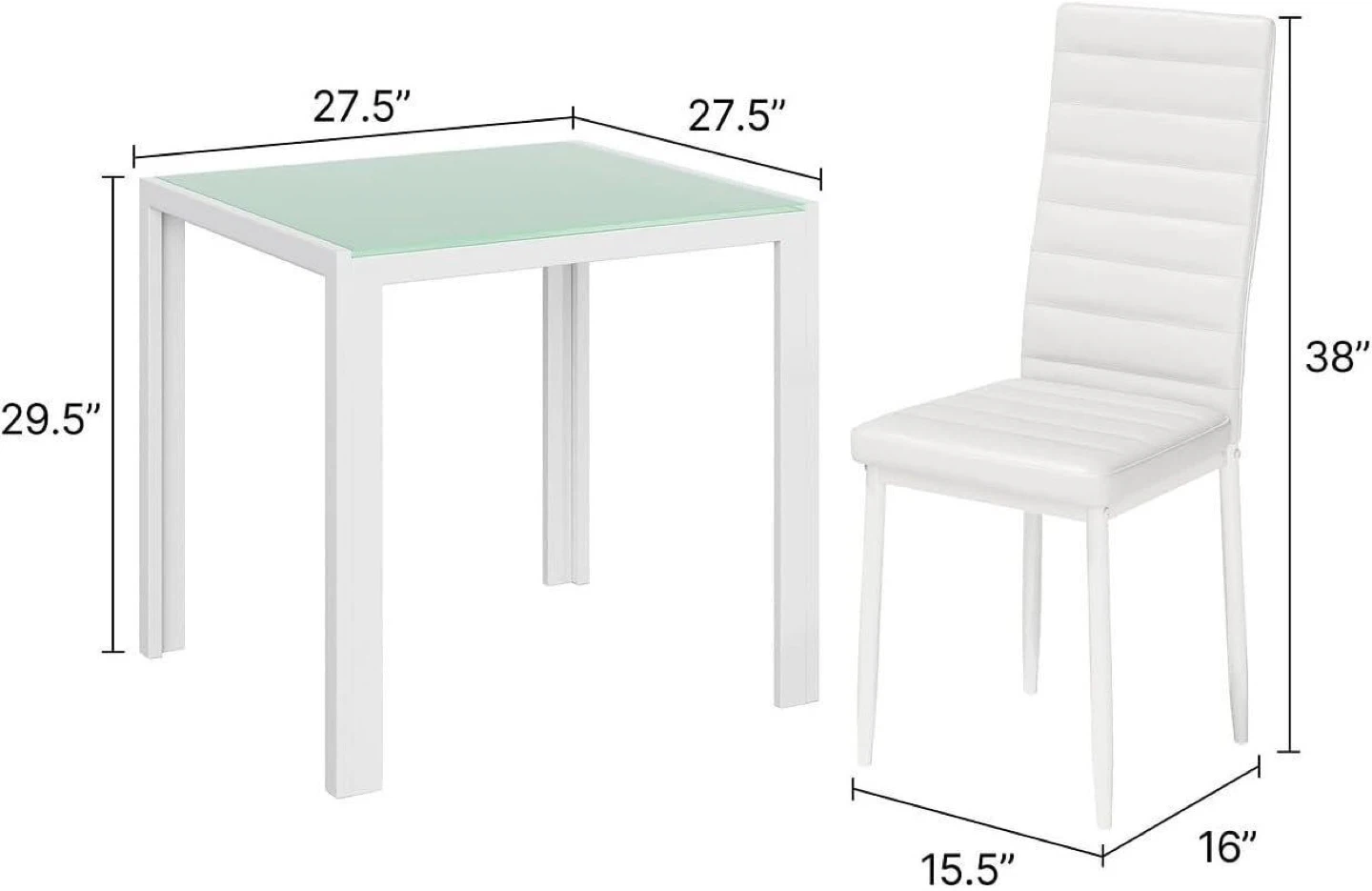 White Dining Table Set with 2 Chairs - photo 4