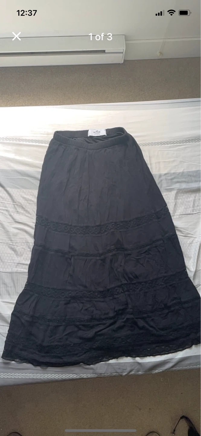 Hollister Black Tiered Maxi Skirt