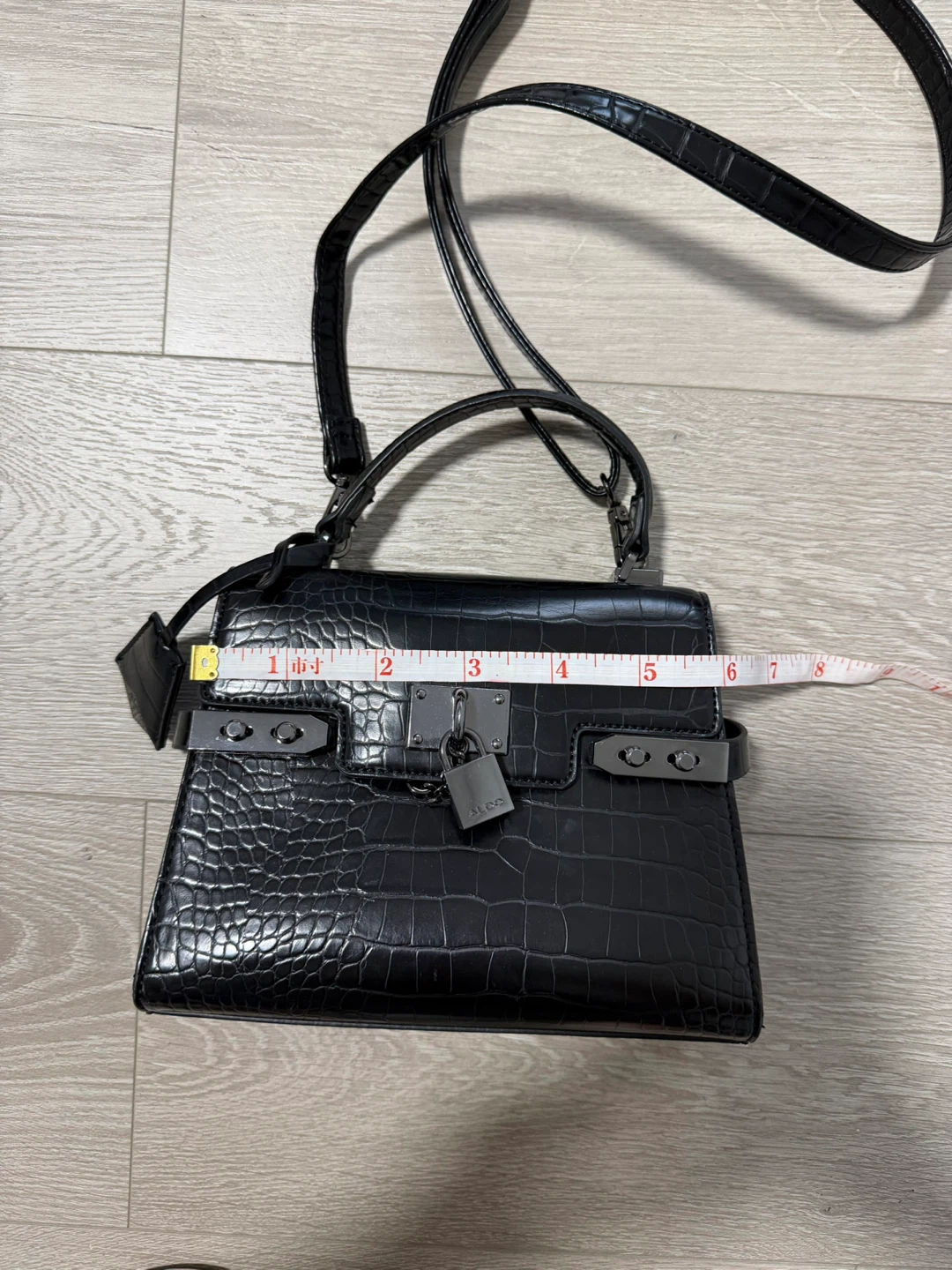 ALDO Black Crocodile Embossed Handbag with Lock - photo 2