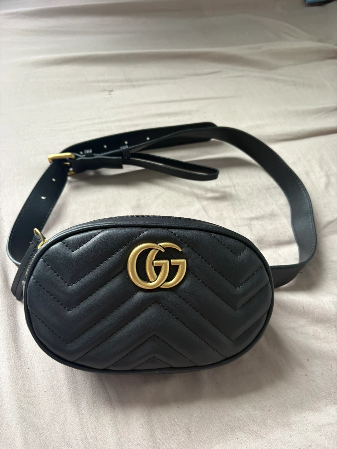 GUCCI Black Quilted Leather Belt Bag
