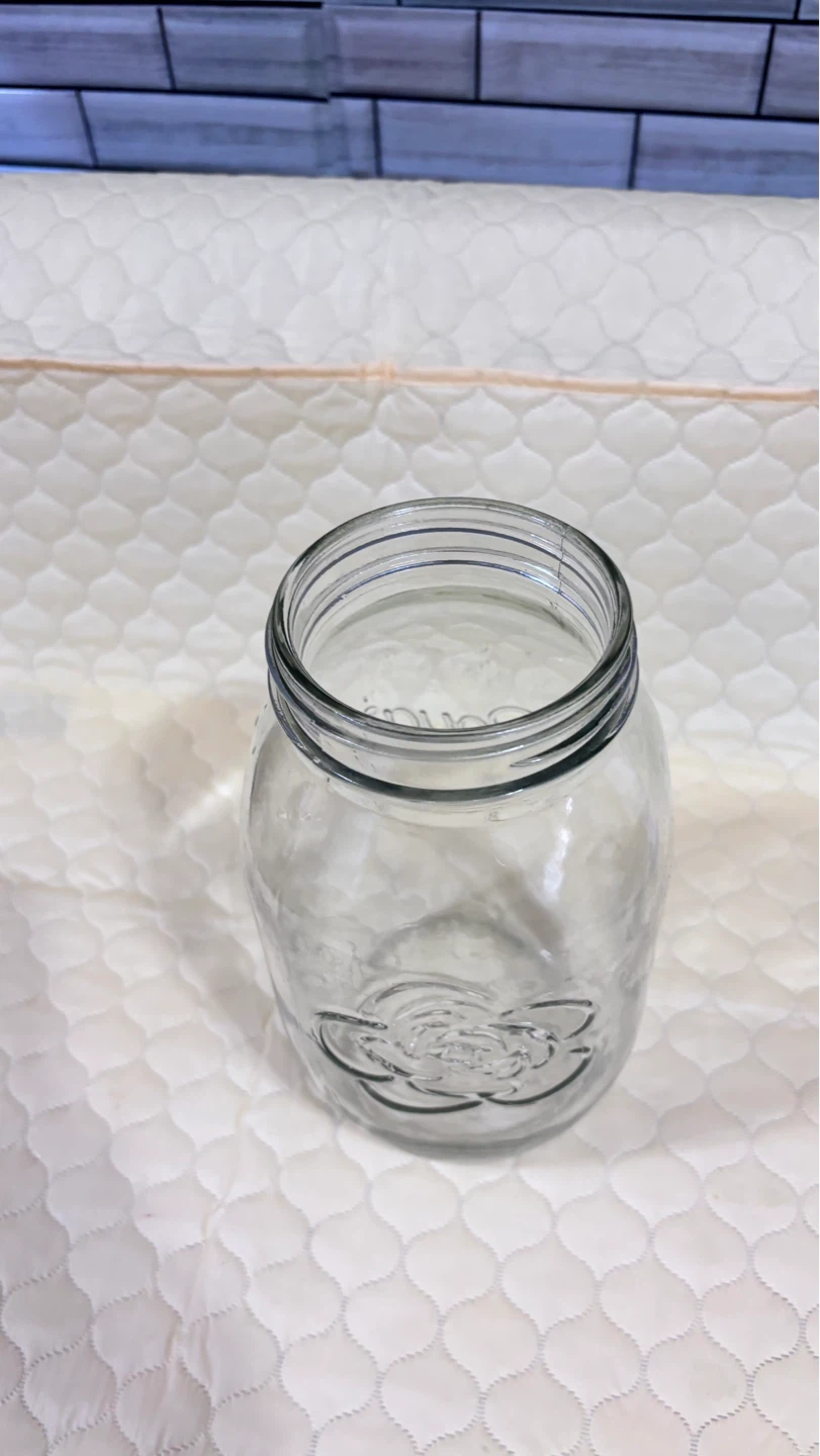 ⚽ Glass Mason Jar with Rose Embossing - photo 3