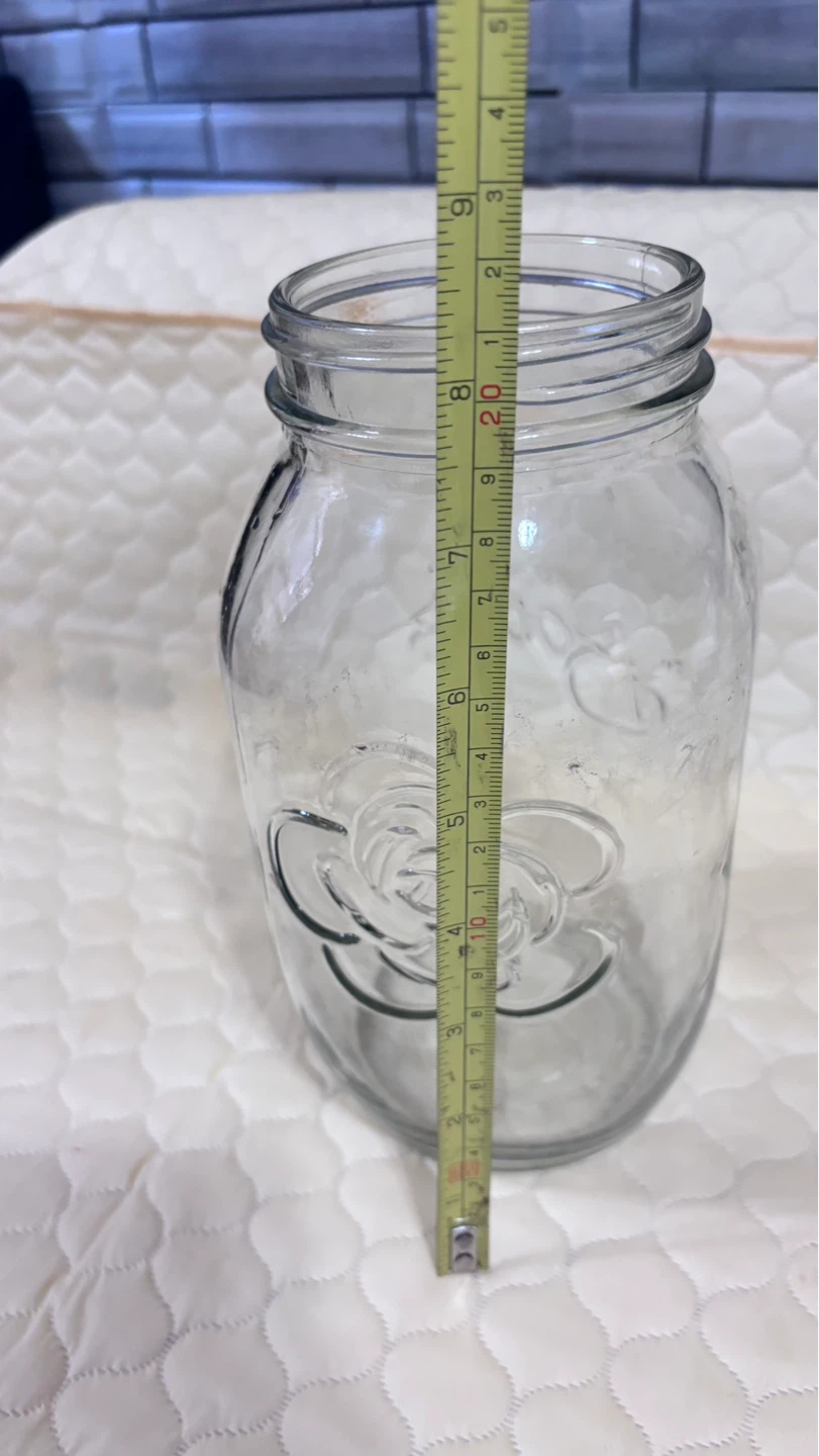 ⚽ Glass Mason Jar with Rose Embossing - photo 2