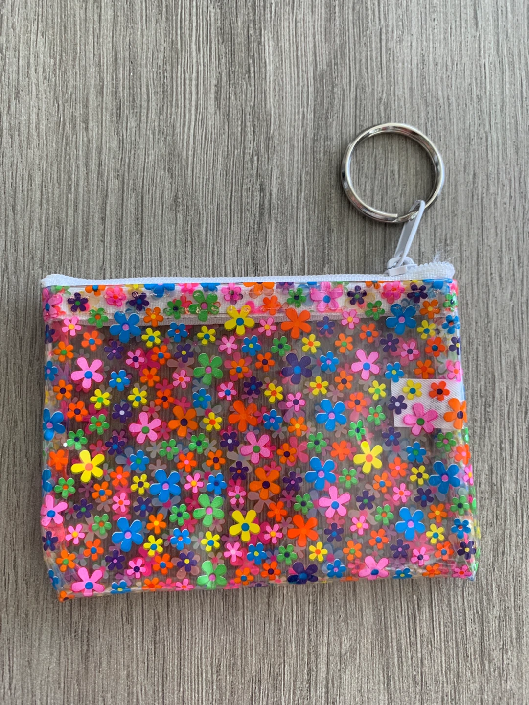 ⚽️ Clear Flower Print Pouch Change with Keychain - photo 2