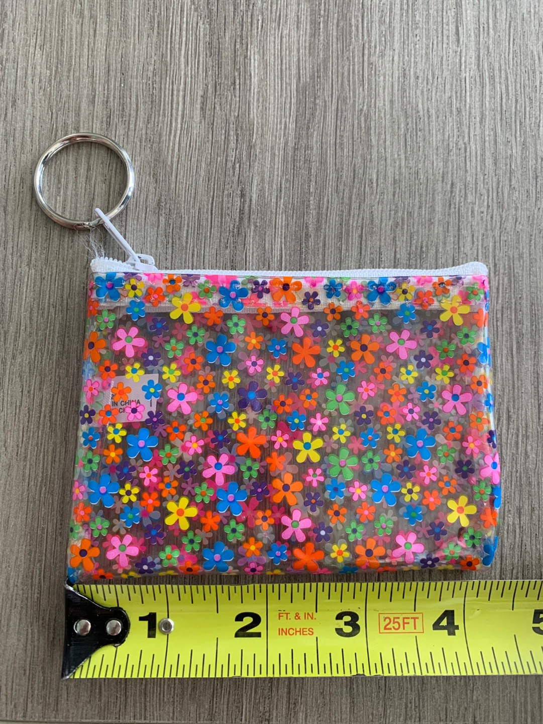 ⚽️ Clear Flower Print Pouch Change with Keychain - photo 4