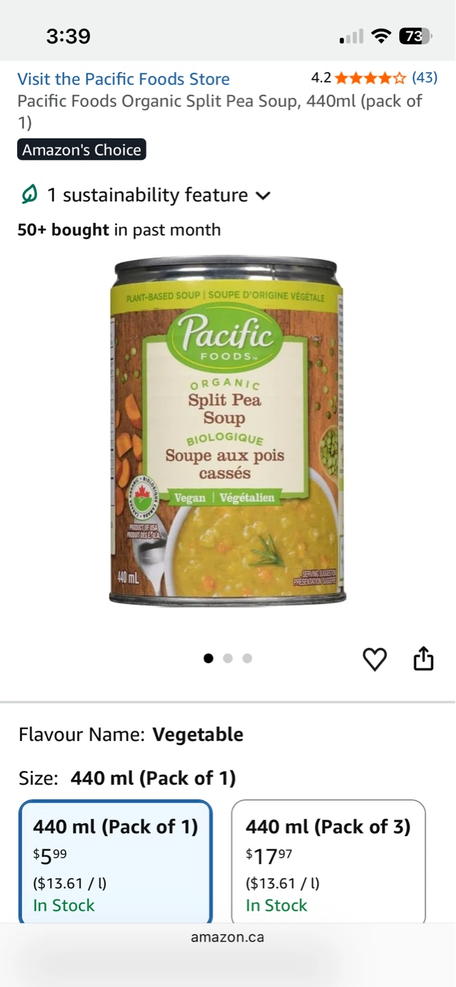 Pacific Foods Organic Split Pea Soup 440 ml - photo 2