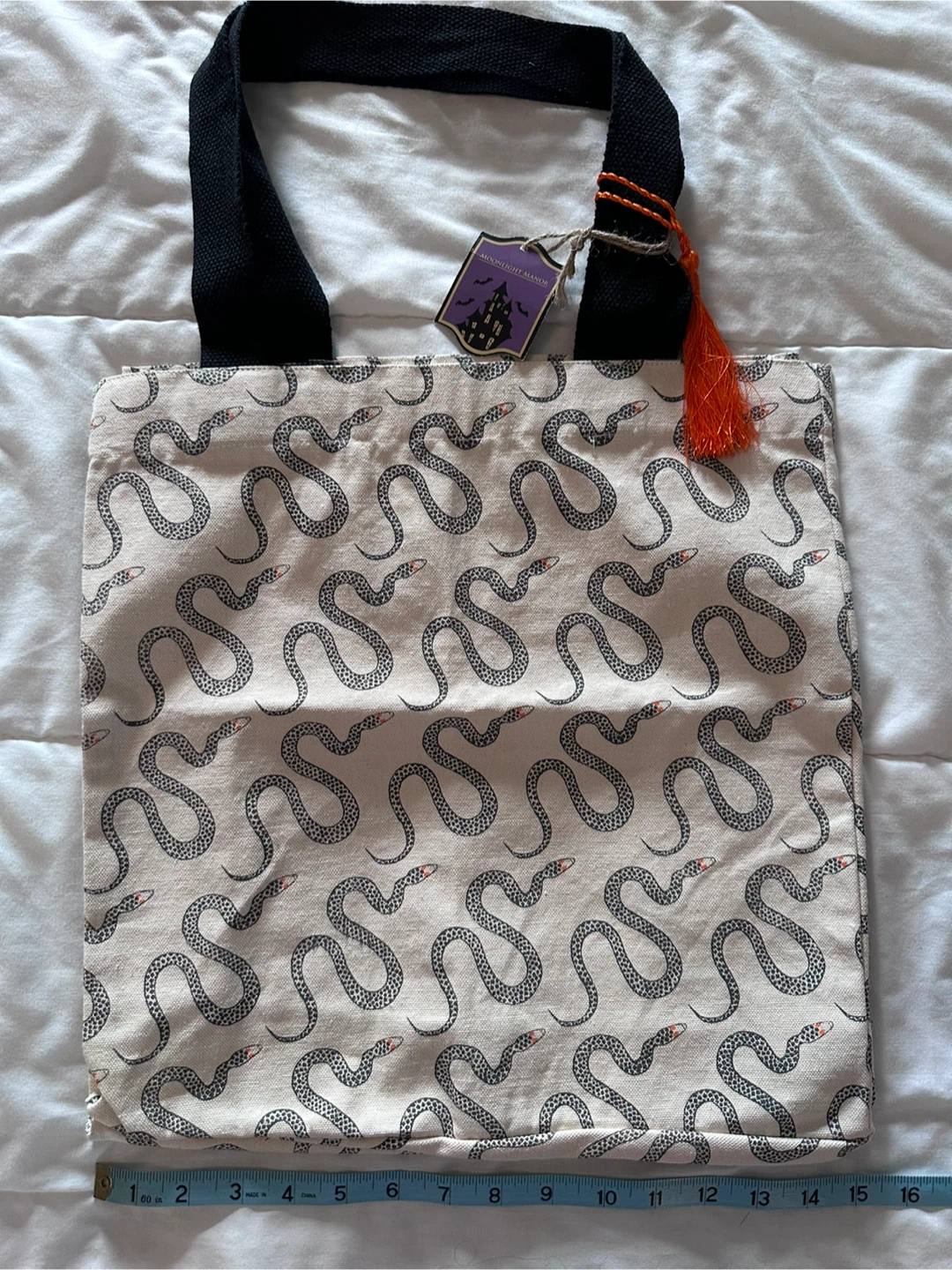Moonlight Manor Halloween Snake Canvas Tote Bag ⚽️