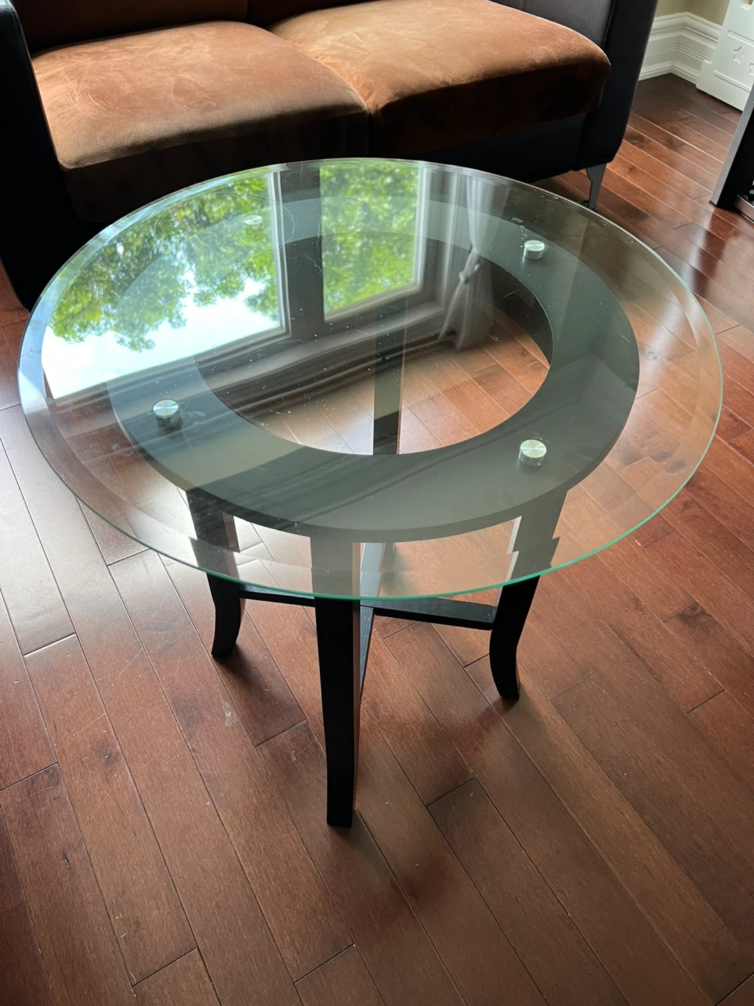 Round Glass Top Side Table - photo 2