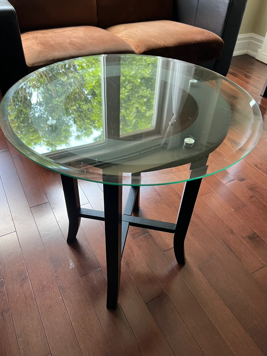 Round Glass Top Side Table