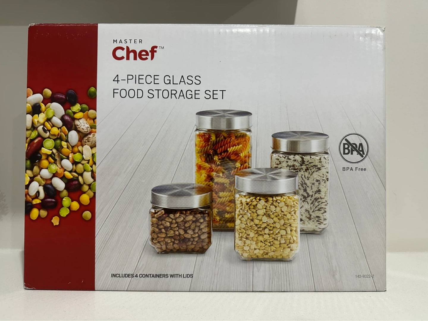 Master Chef 4-Piece Glass Food Storage Set⚽️