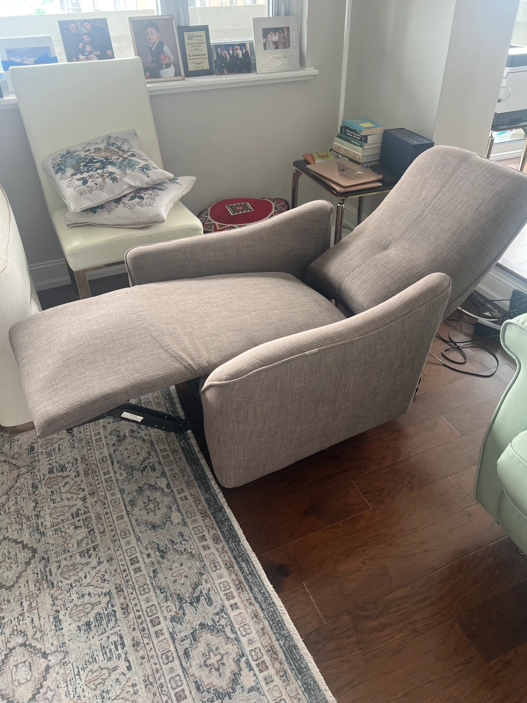 Two Gray:Brown Fabric Power Recliner Designer Chairs
