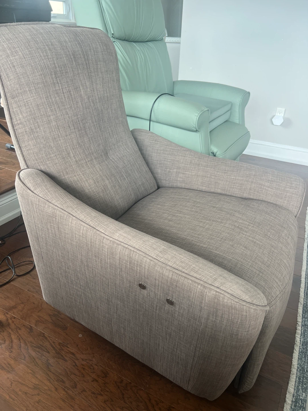 Two Gray:Brown Fabric Power Recliner Designer Chairs - photo 5
