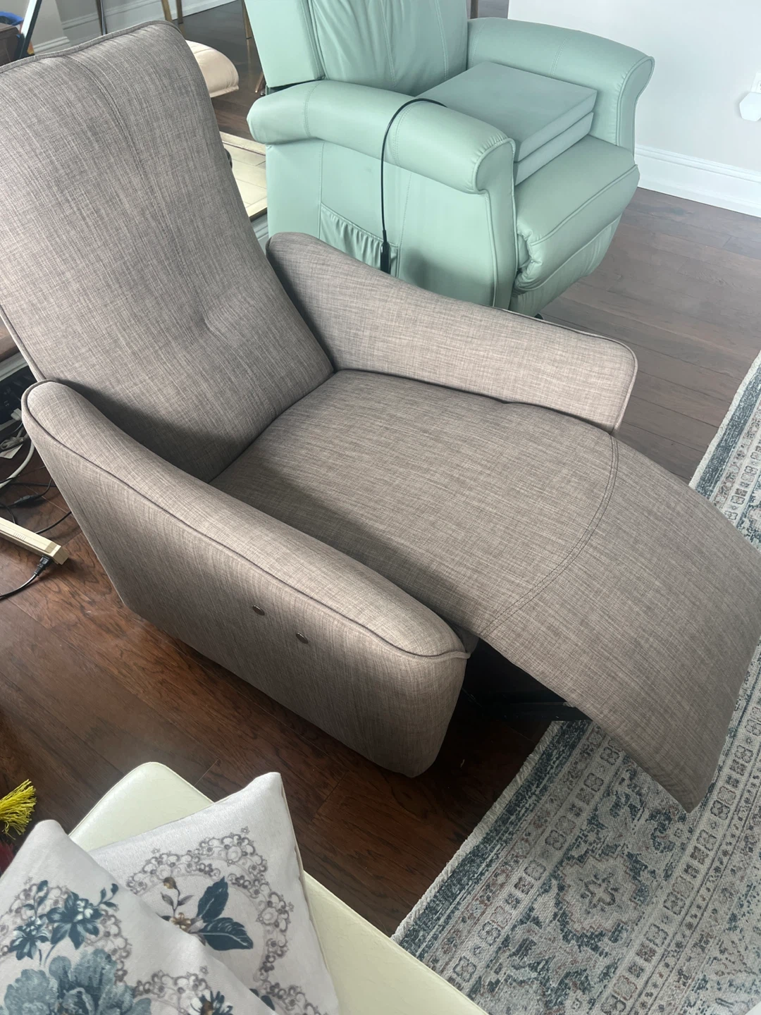 Two Gray:Brown Fabric Power Recliner Designer Chairs - photo 3