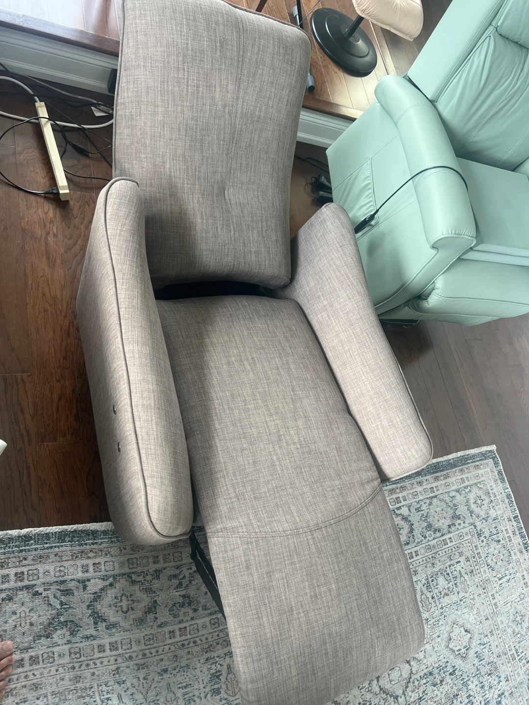 Two Gray:Brown Fabric Power Recliner Designer Chairs - photo 2