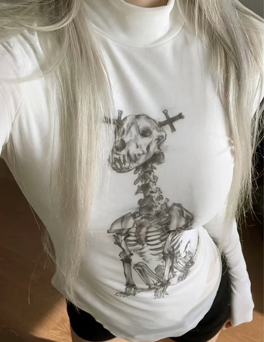 White Sheer Graphic Long Sleeve Top - photo 3
