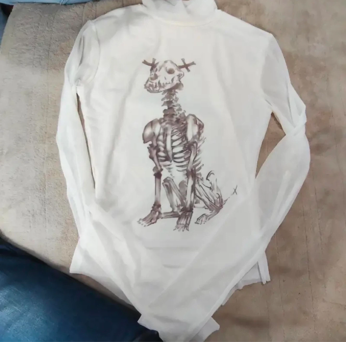 White Sheer Graphic Long Sleeve Top - photo 4