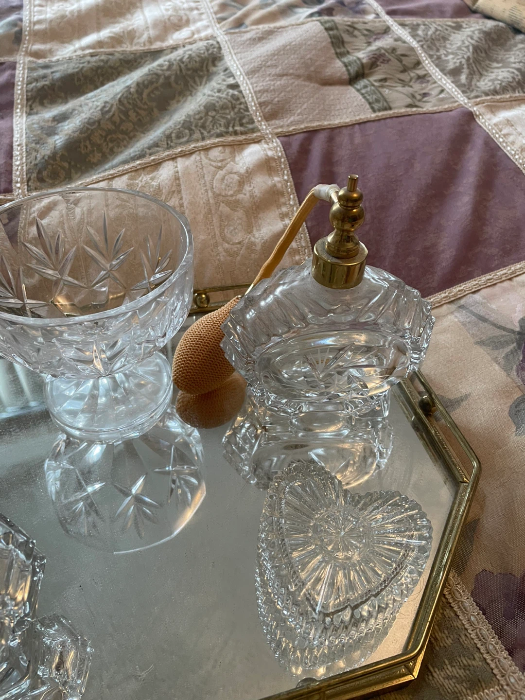 Vintage Crystal Perfume Atomizer and Vanity Set - photo 2