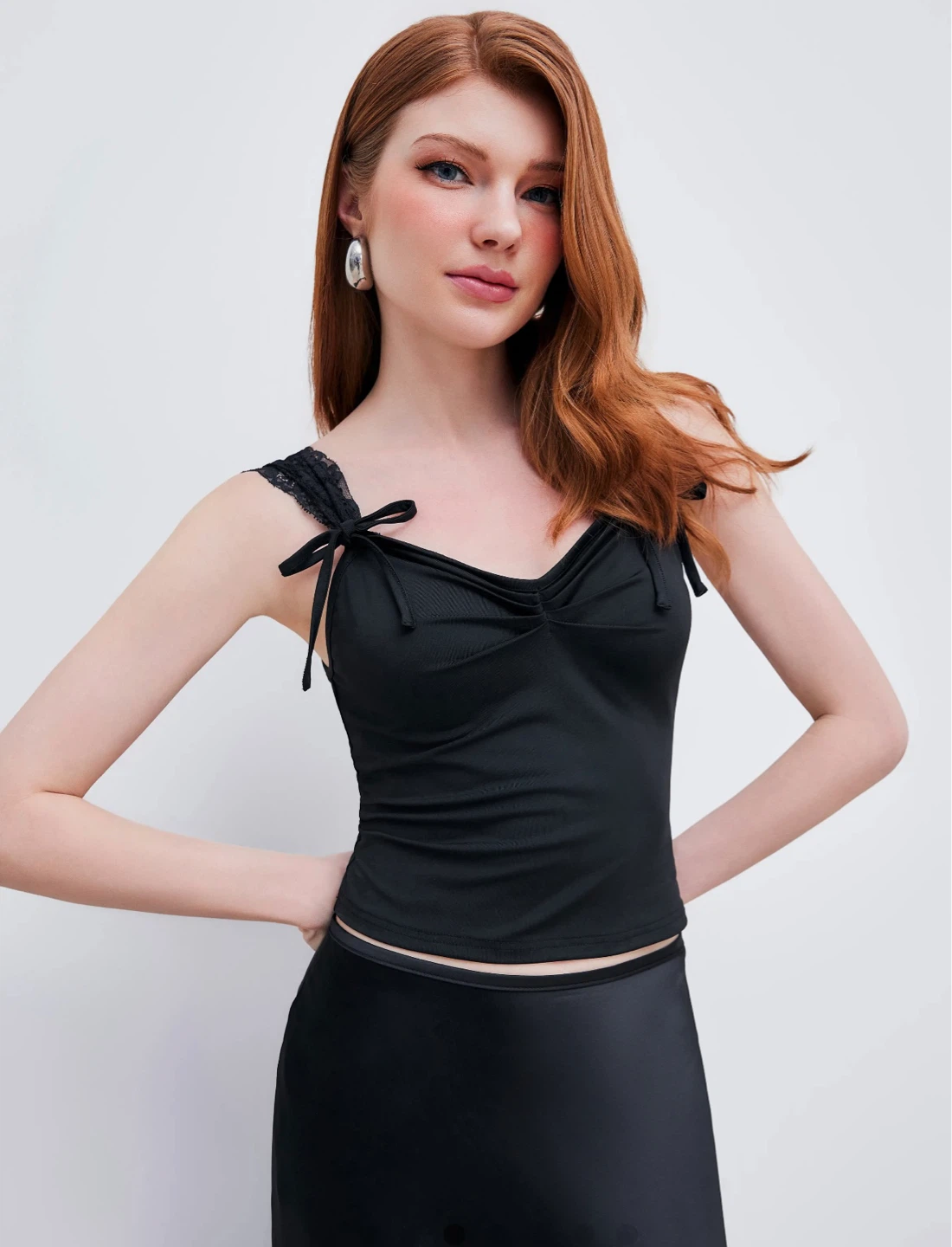 Black Lace Trim Camisole Top - photo 3