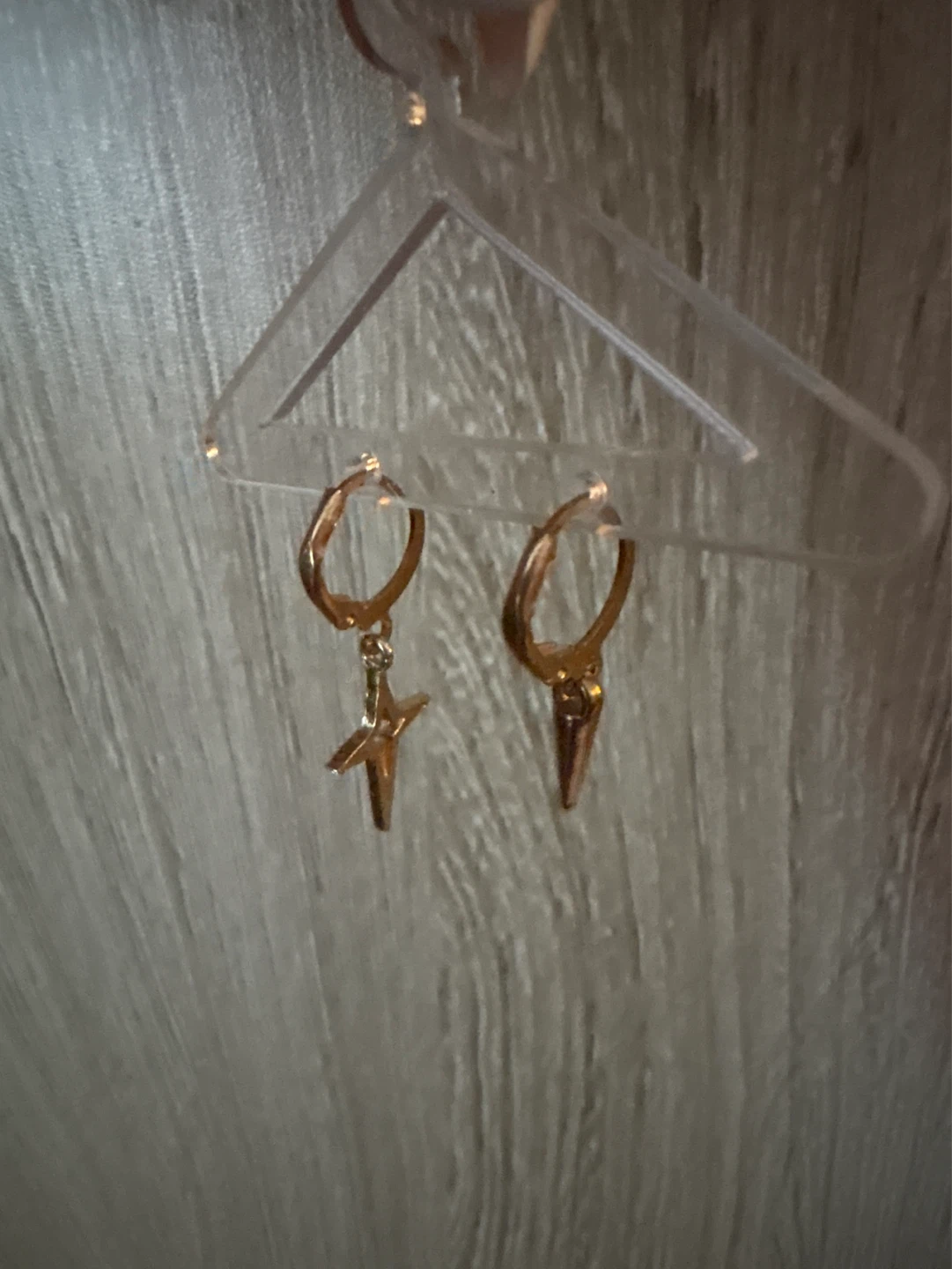 ⚽️ Gold Star and Spike Dangle Hoop Earrings - photo 3