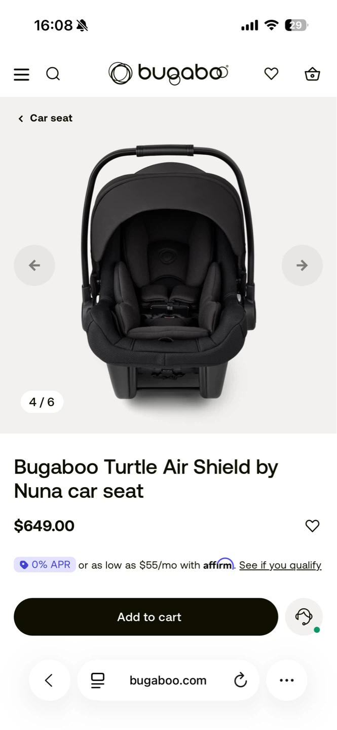 Bugaboo Turtle Air Shield by Nuna Car Seat