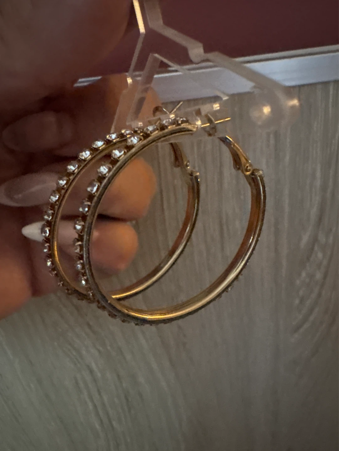 ⚽️ Gold Hoop Earrings with Rhinestones - photo 2