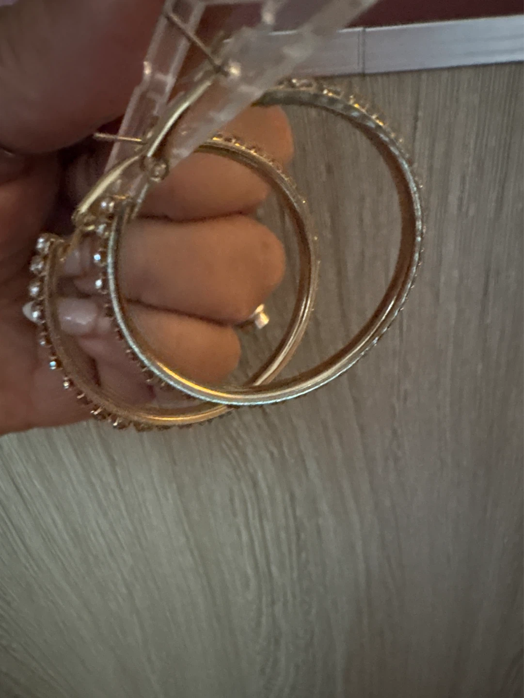 ⚽️ Gold Hoop Earrings with Rhinestones - photo 4