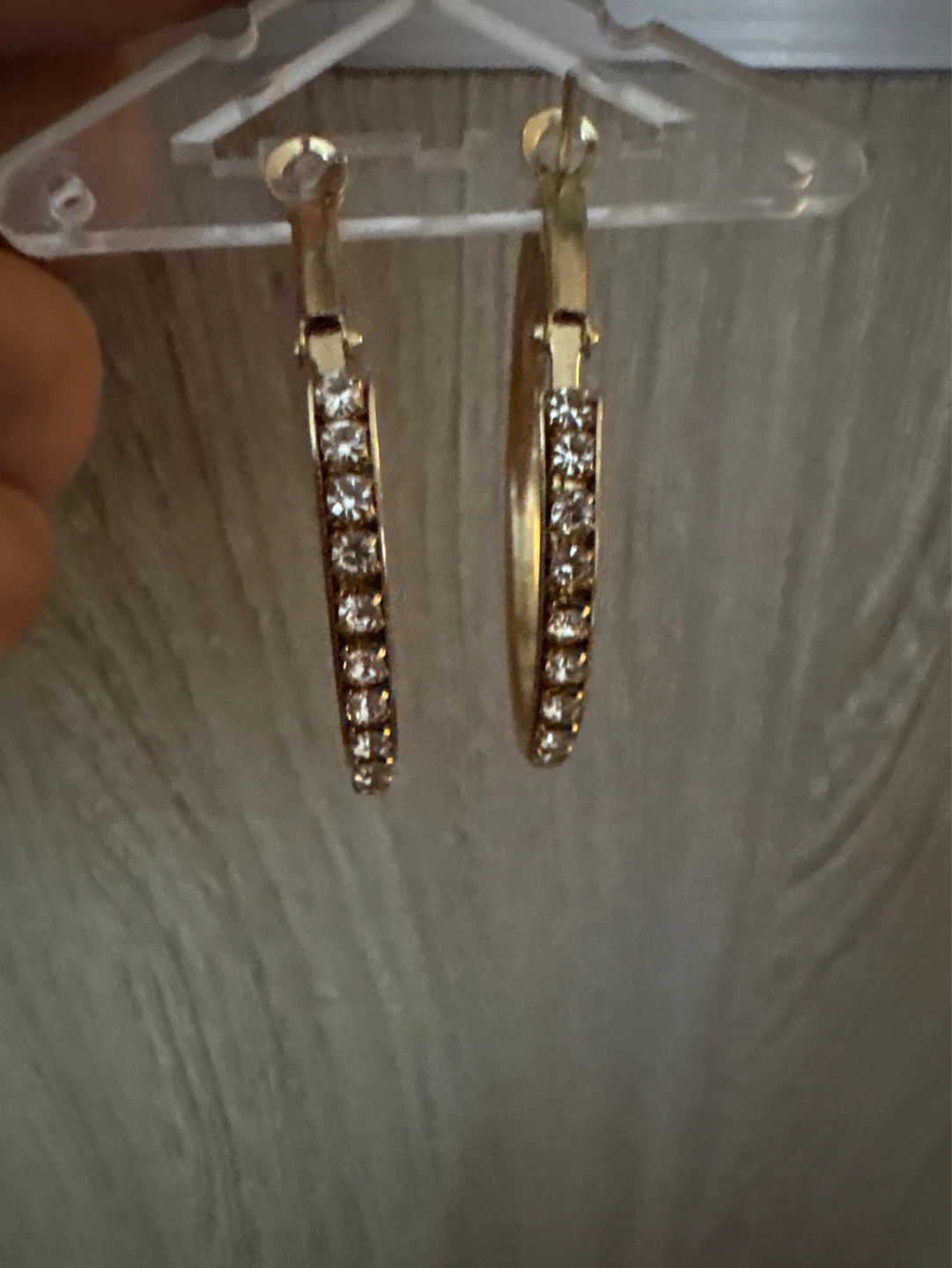 ⚽️ Gold Hoop Earrings with Rhinestones - photo 3