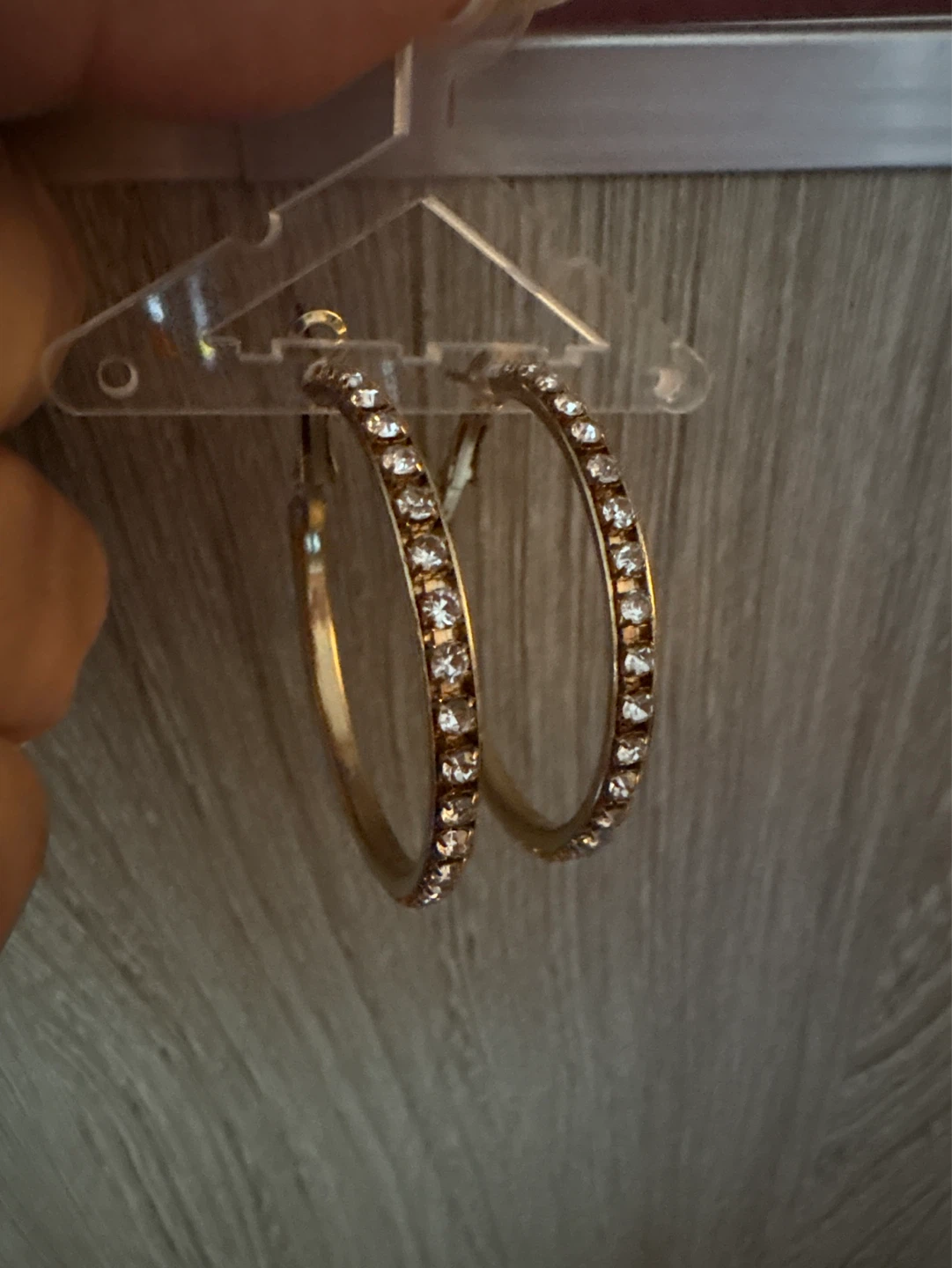 ⚽️ Gold Hoop Earrings with Rhinestones - photo 5