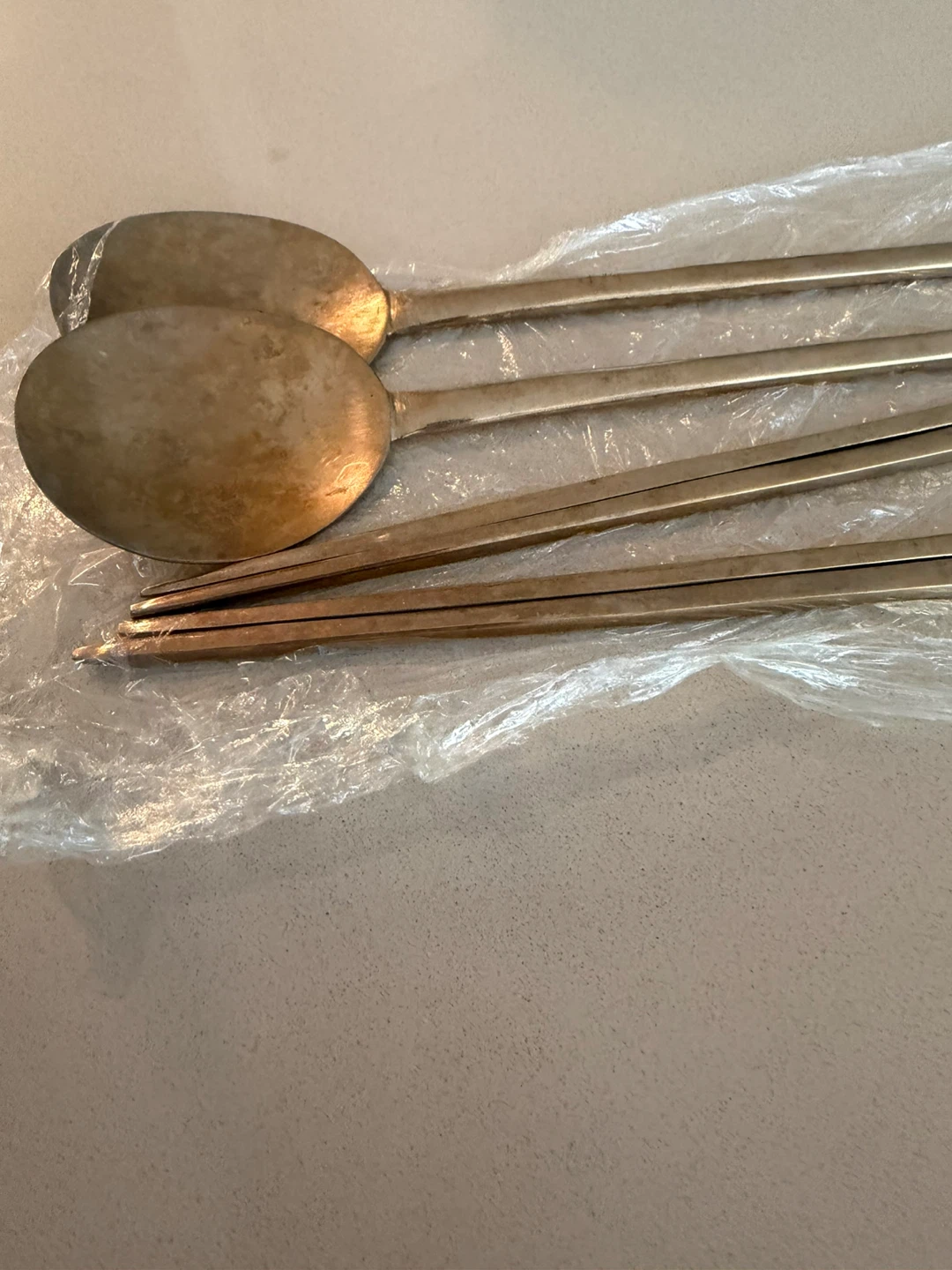 Set of 2 Vintage Korean brassware spoon