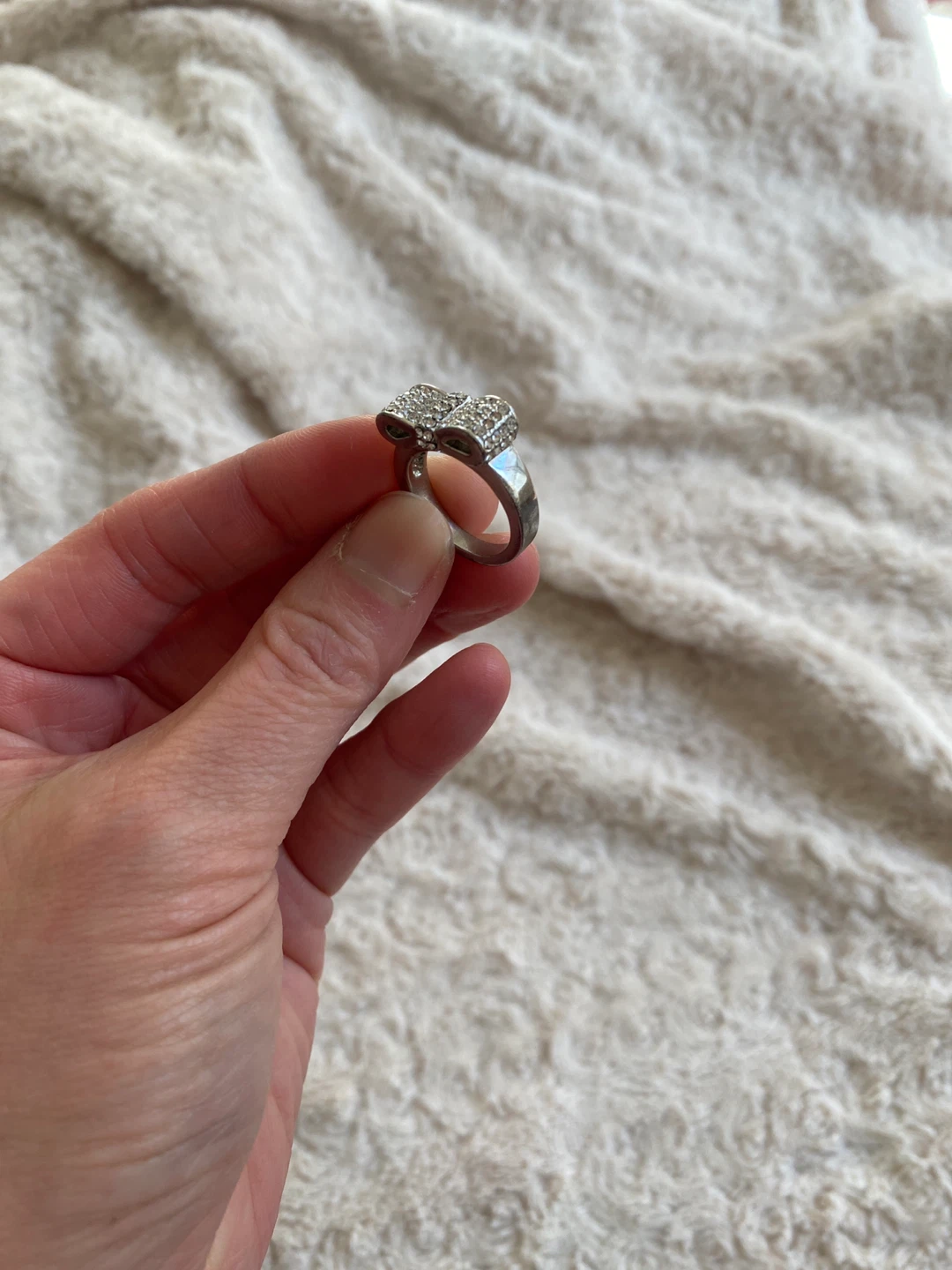 Silver Pave Bow Ring ⚽️ - photo 3