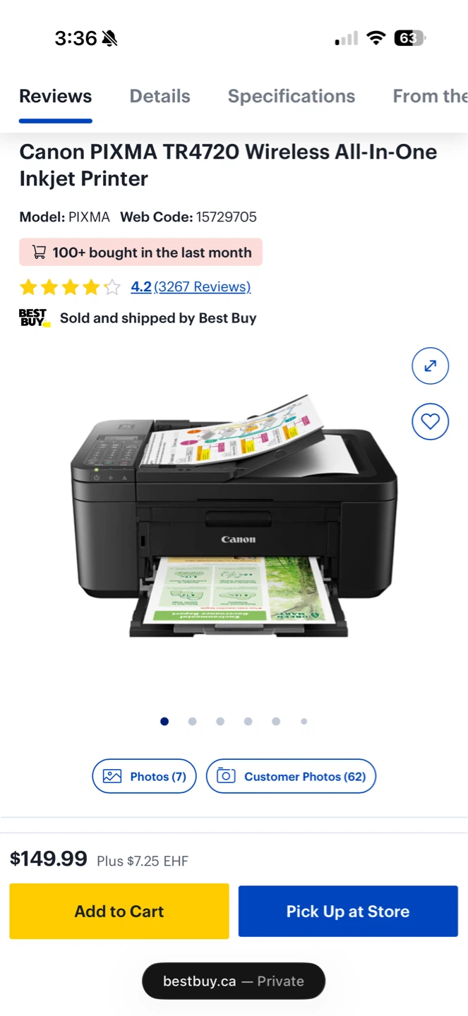 Canon PIXMA TR4720 Wireless All-In-One Inkjet Printer
