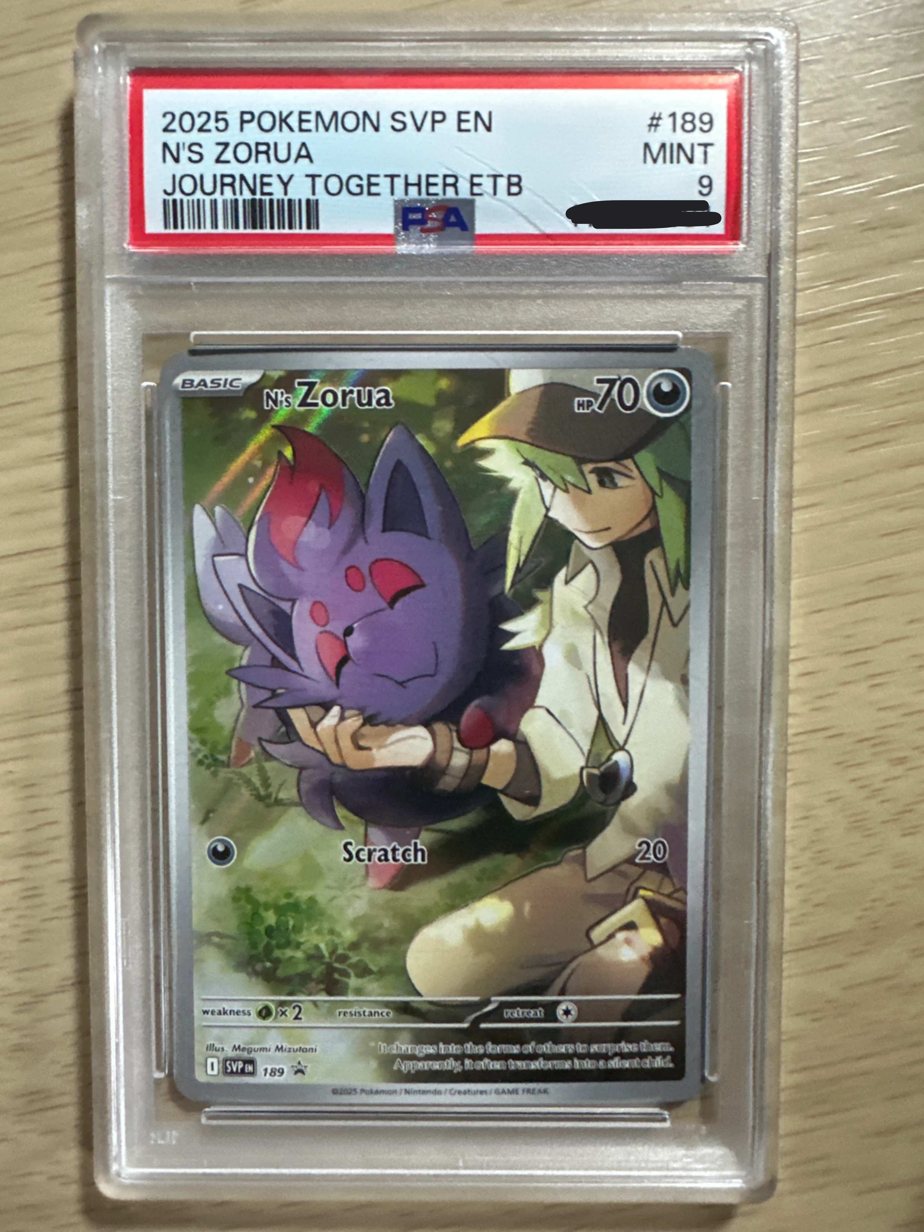 Pokemon N's Zoroa 2025 SV ETB PSA 9 Mint