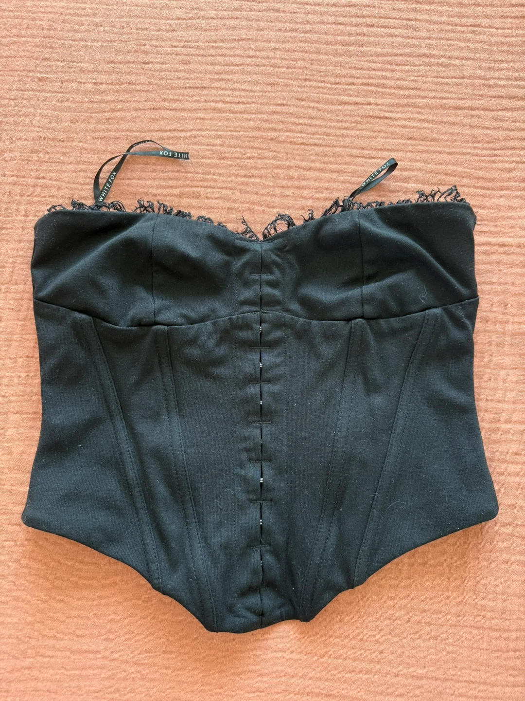 White Fox Black Corset Top
