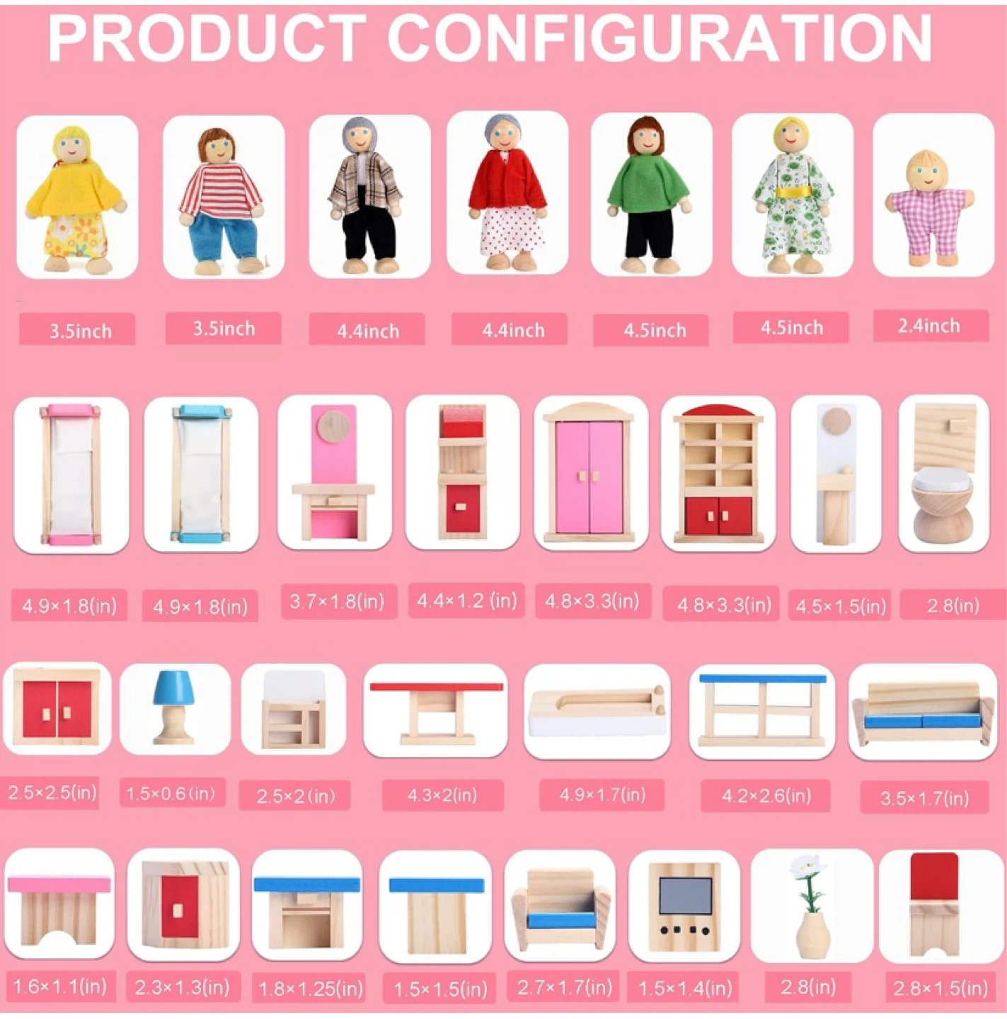 New Wooden Dolls and Dollhouse Furniture - photo 5