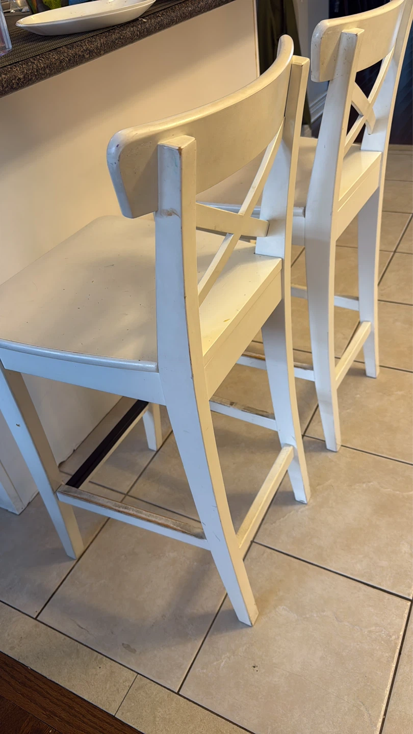 White Bar Stools - Set of 2