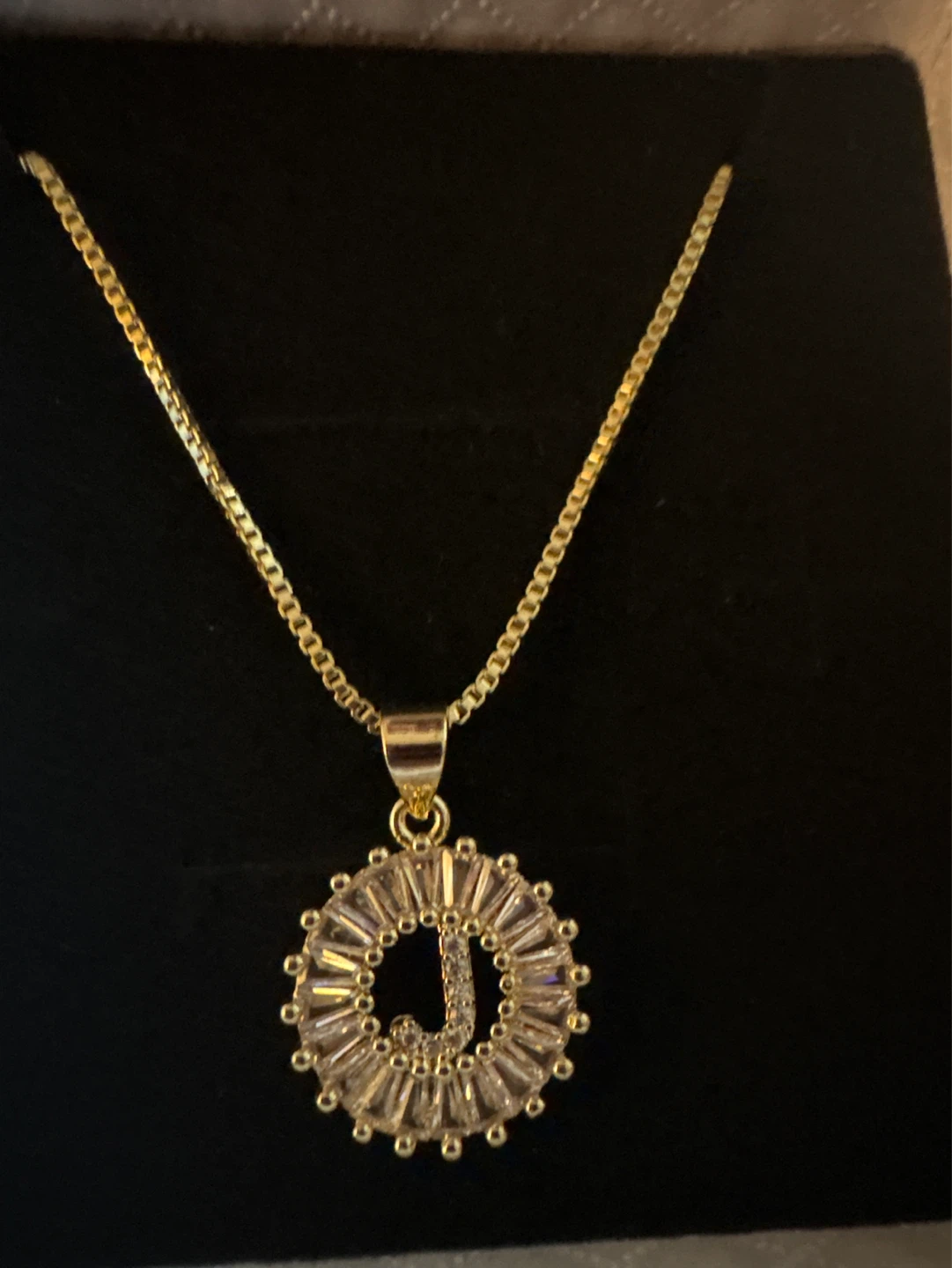 ⚽️ 18K Gold initial "J" necklace with CZ  stones