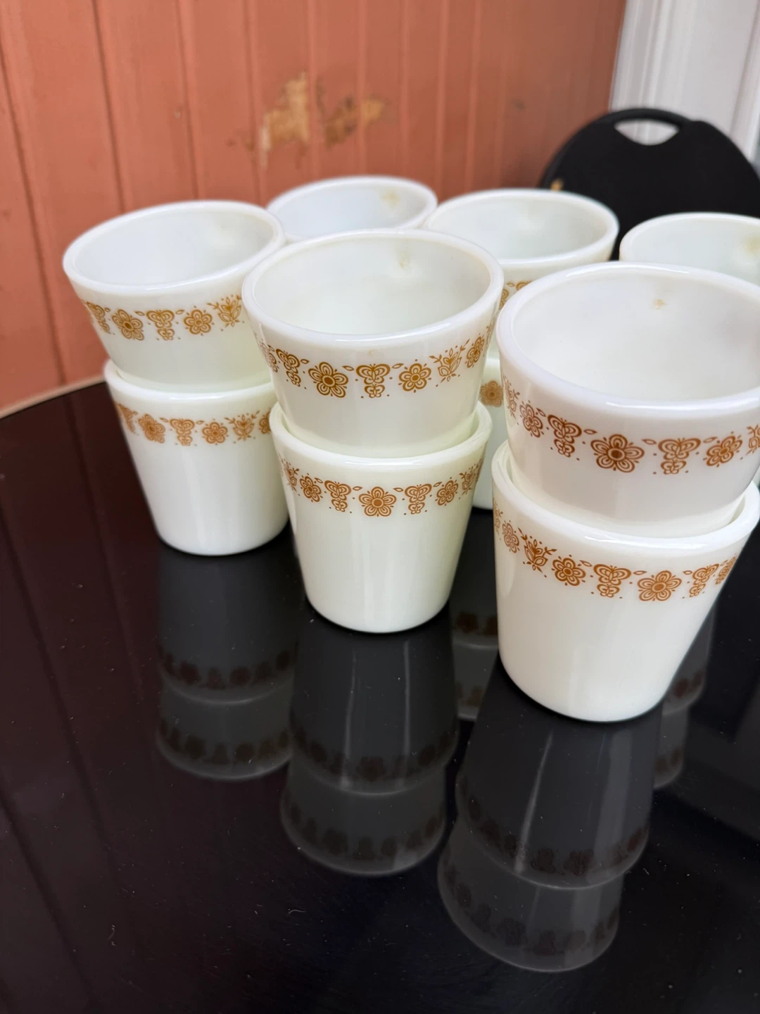 Pyrex White Mugs with Gold Floral Pattern - Set of 8 - photo 2