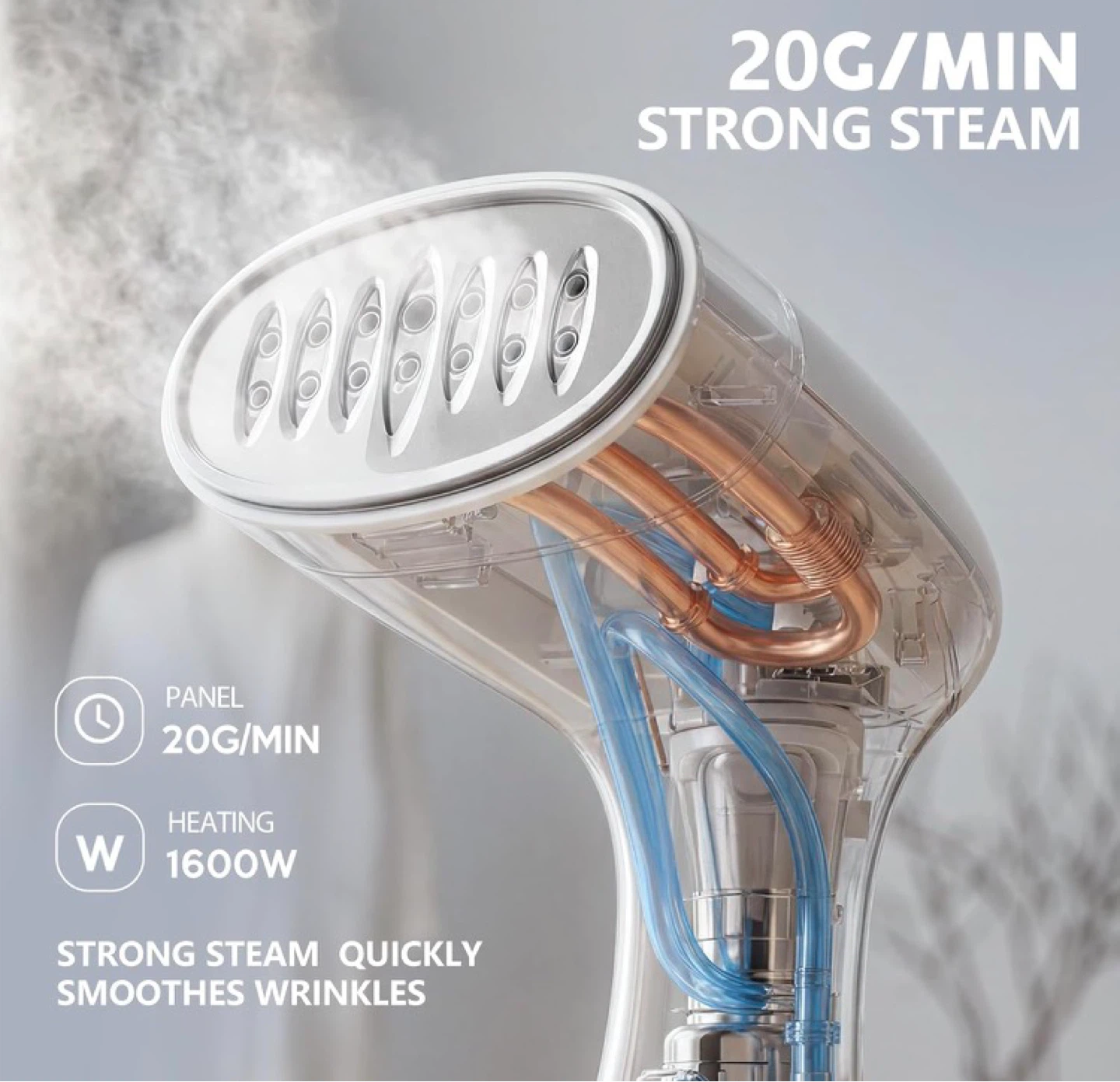 White Portable Handheld Garment Steamer - photo 4
