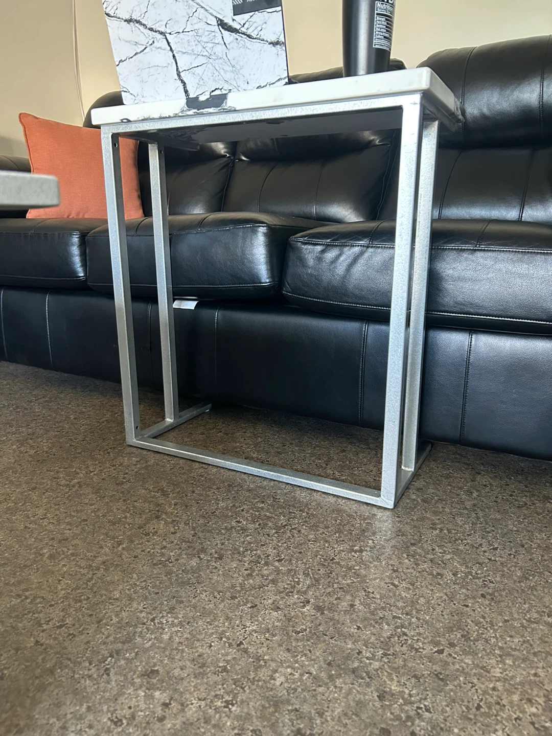 White C-Table with Silver Frame - photo 3