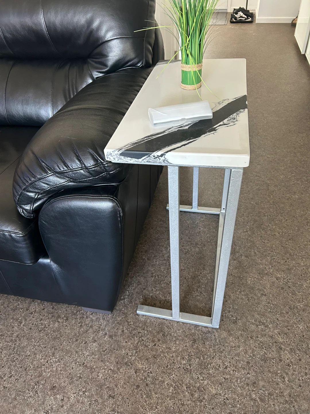 White C-Table with Silver Frame - photo 2