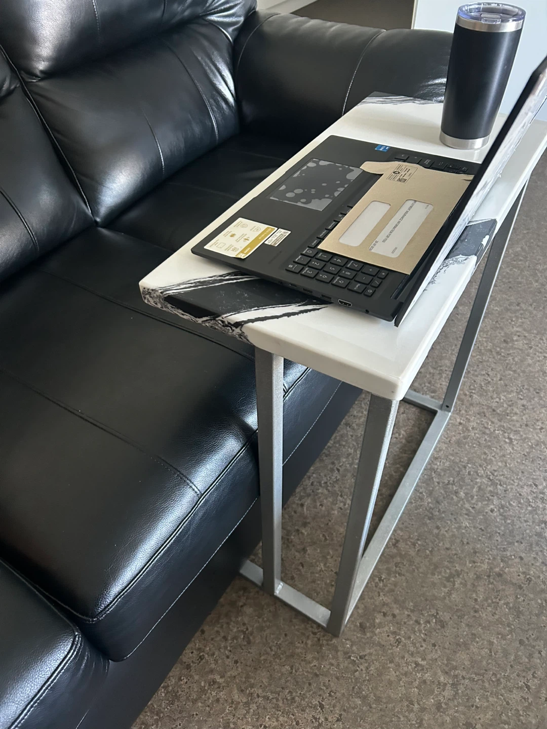 White C-Table with Silver Frame - photo 4