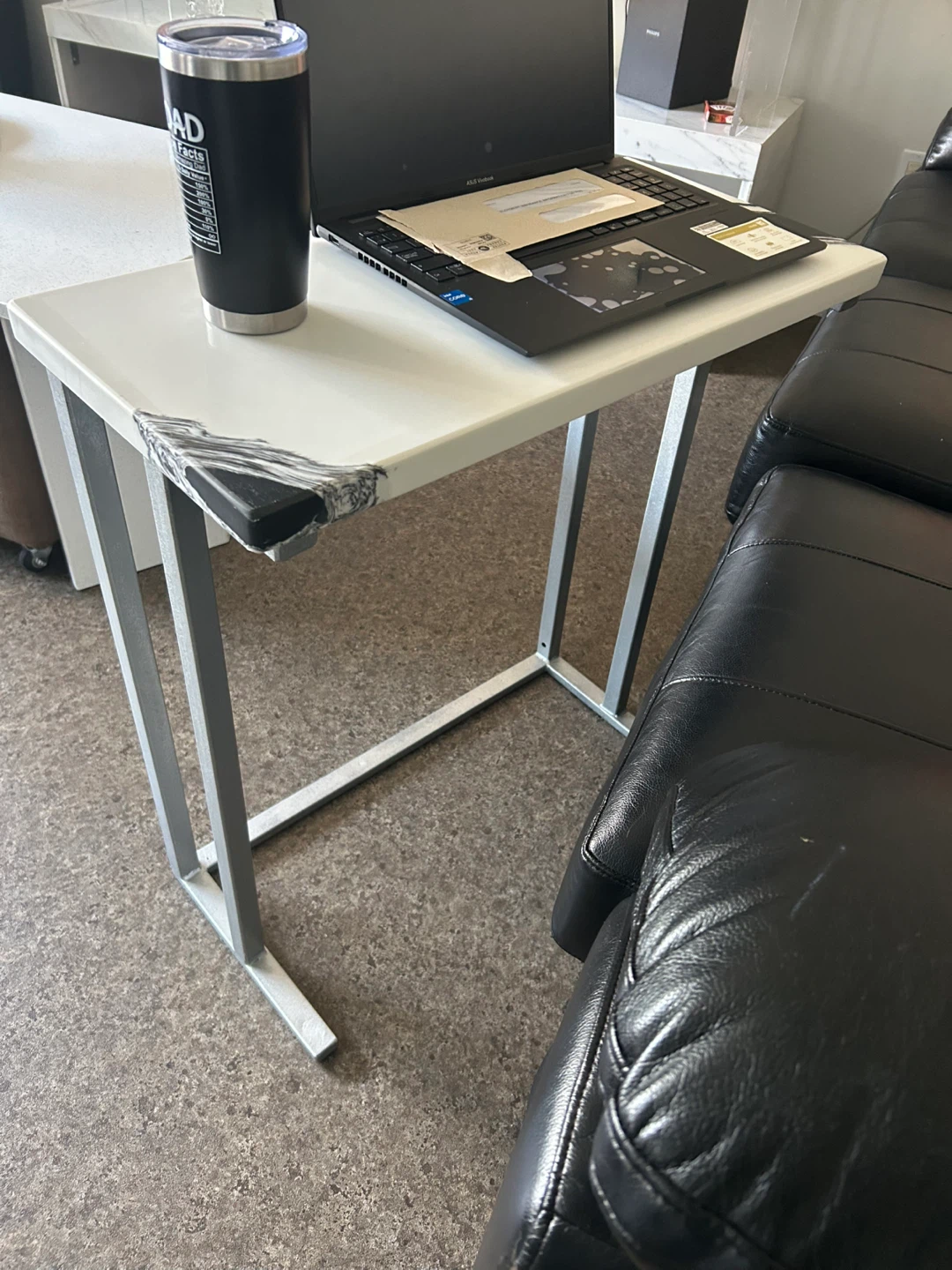 White C-Table with Silver Frame - photo 5