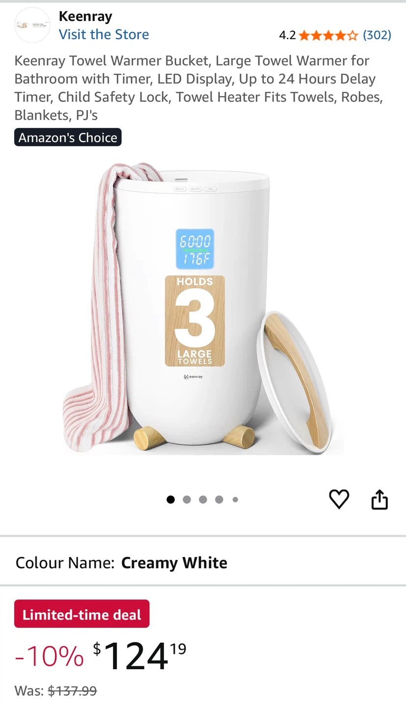 Towel Warmer Bucket - Creamy White