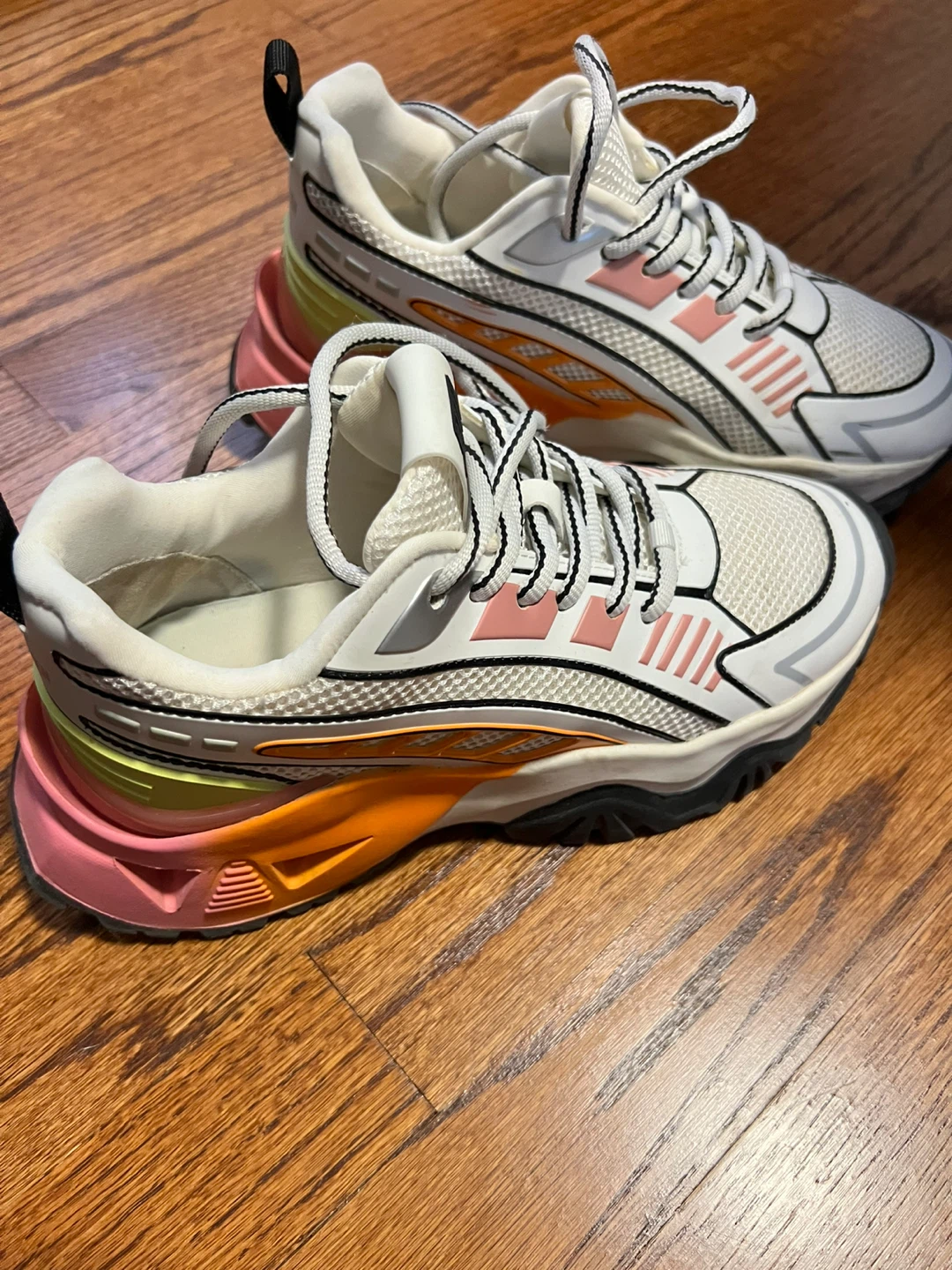 Steve Madden Women's White Pink Orange Chunky Sneakers - photo 3