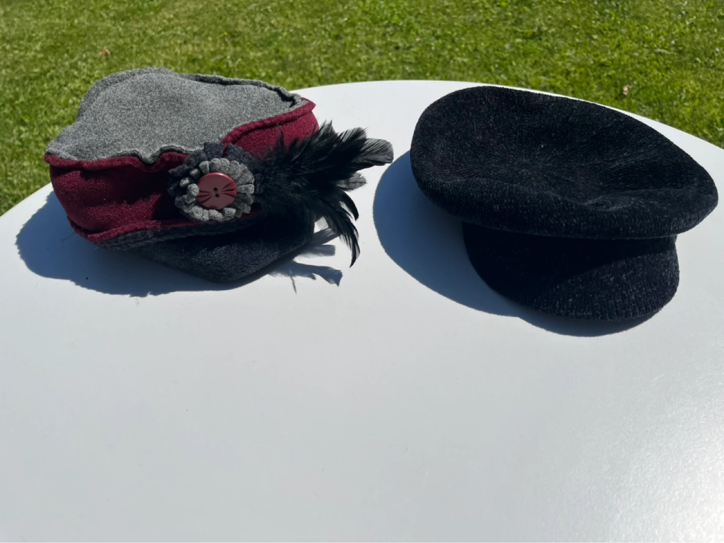 Two Hats - One Decorative, One Black Beret