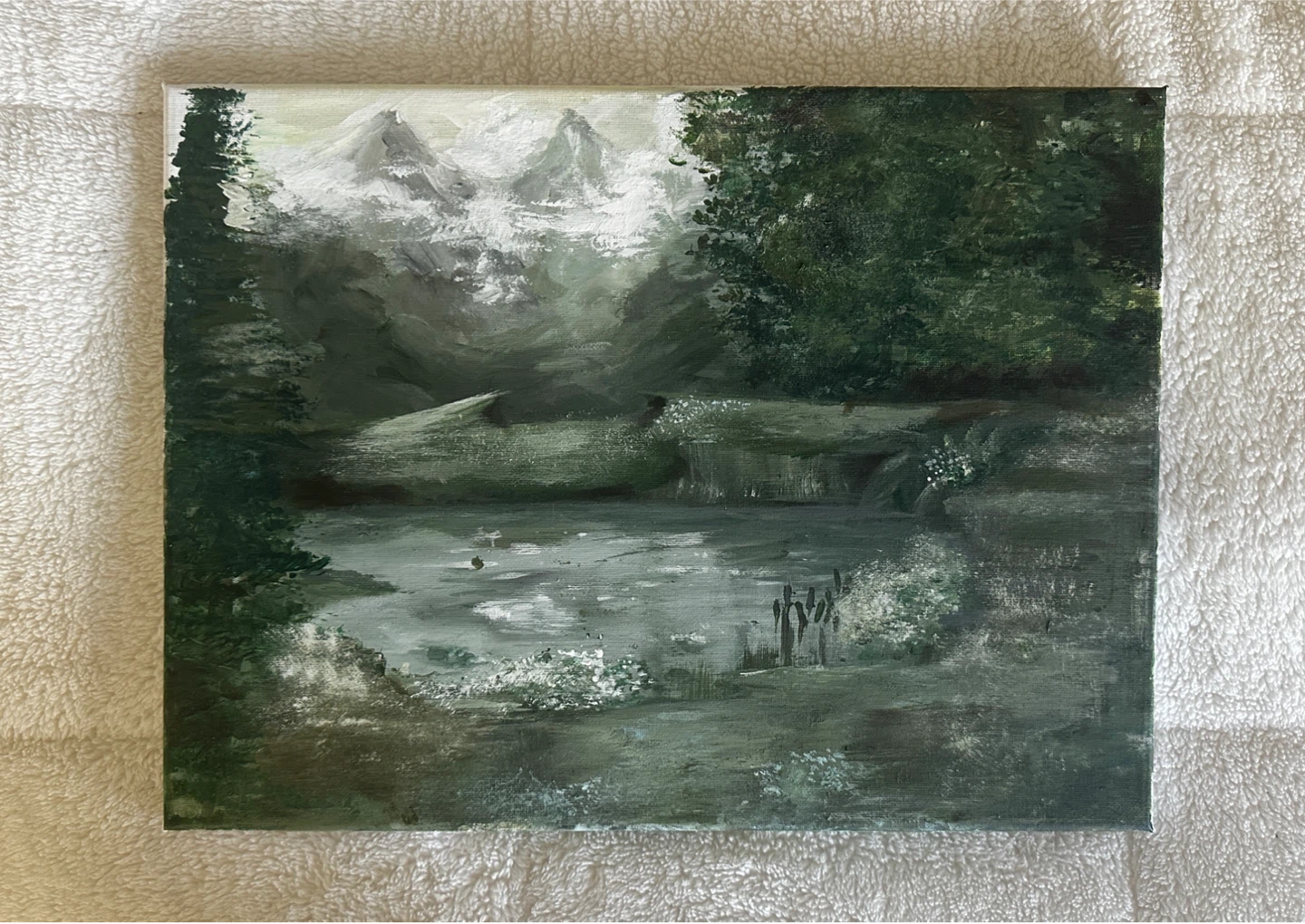 Oil Painting of Forest Lake