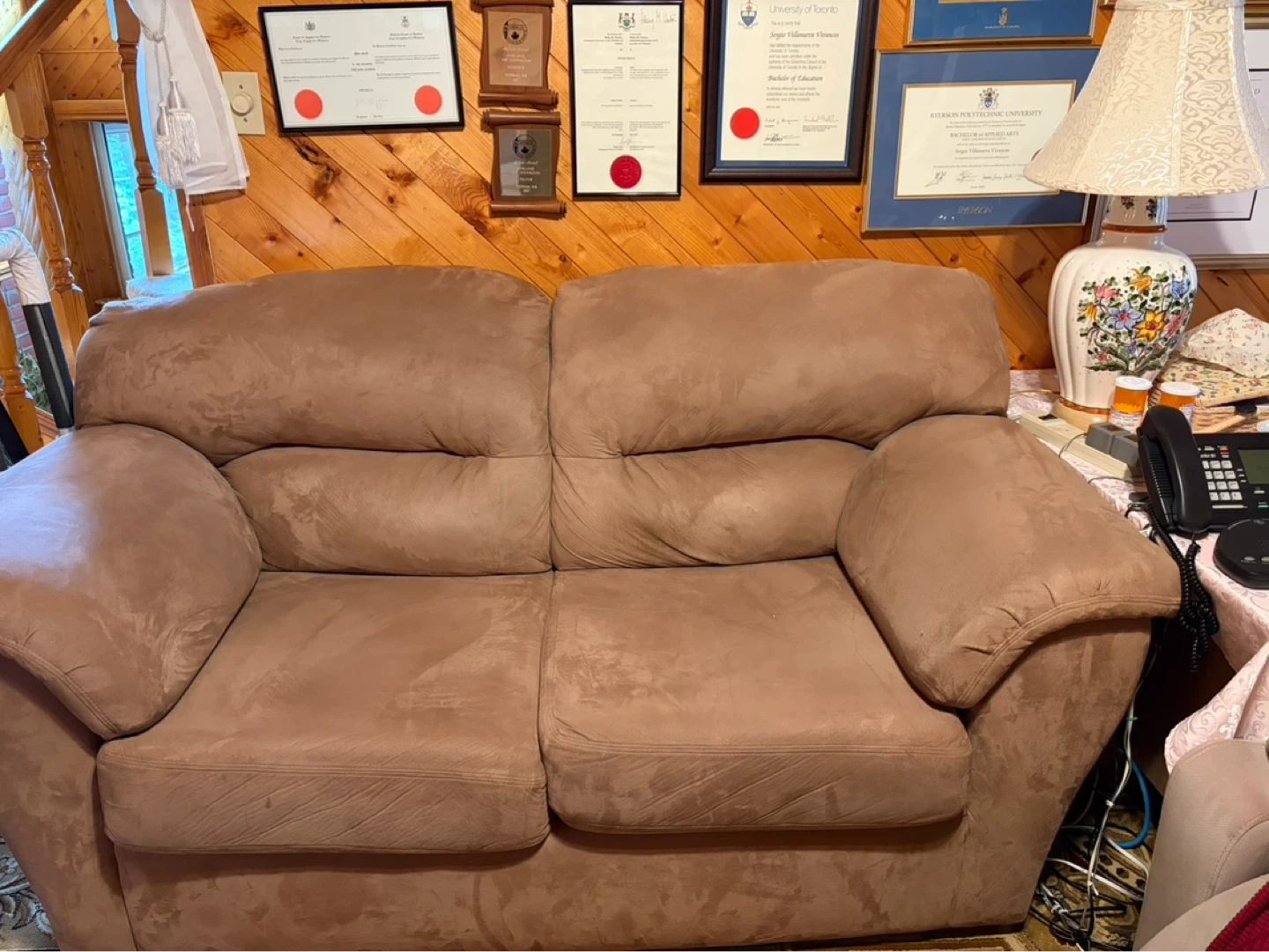 Taupe Micro Suede Sofa SET Loveseat & Recliner Armchair ⚽️ - photo 2