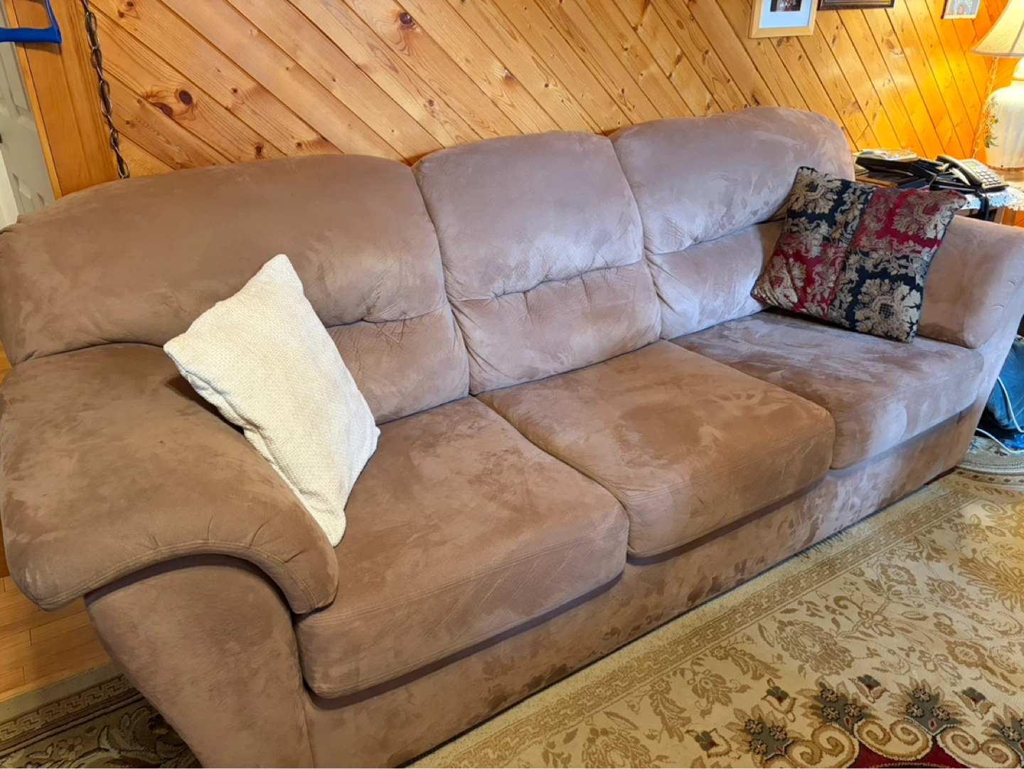 Taupe Micro Suede Sofa SET Loveseat & Recliner Armchair ⚽️