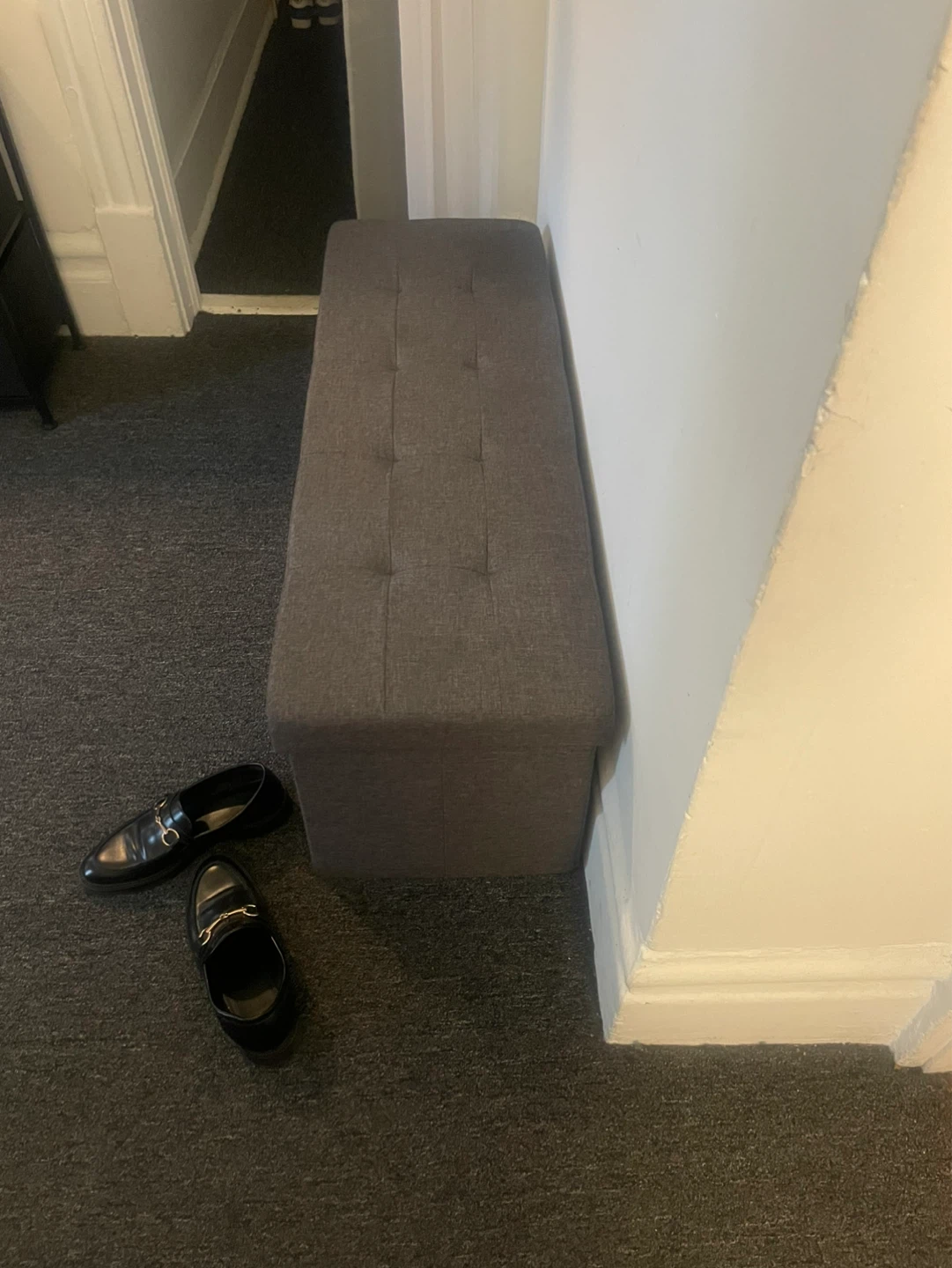 Gray Tufted Storage Ottoman Bench - photo 3